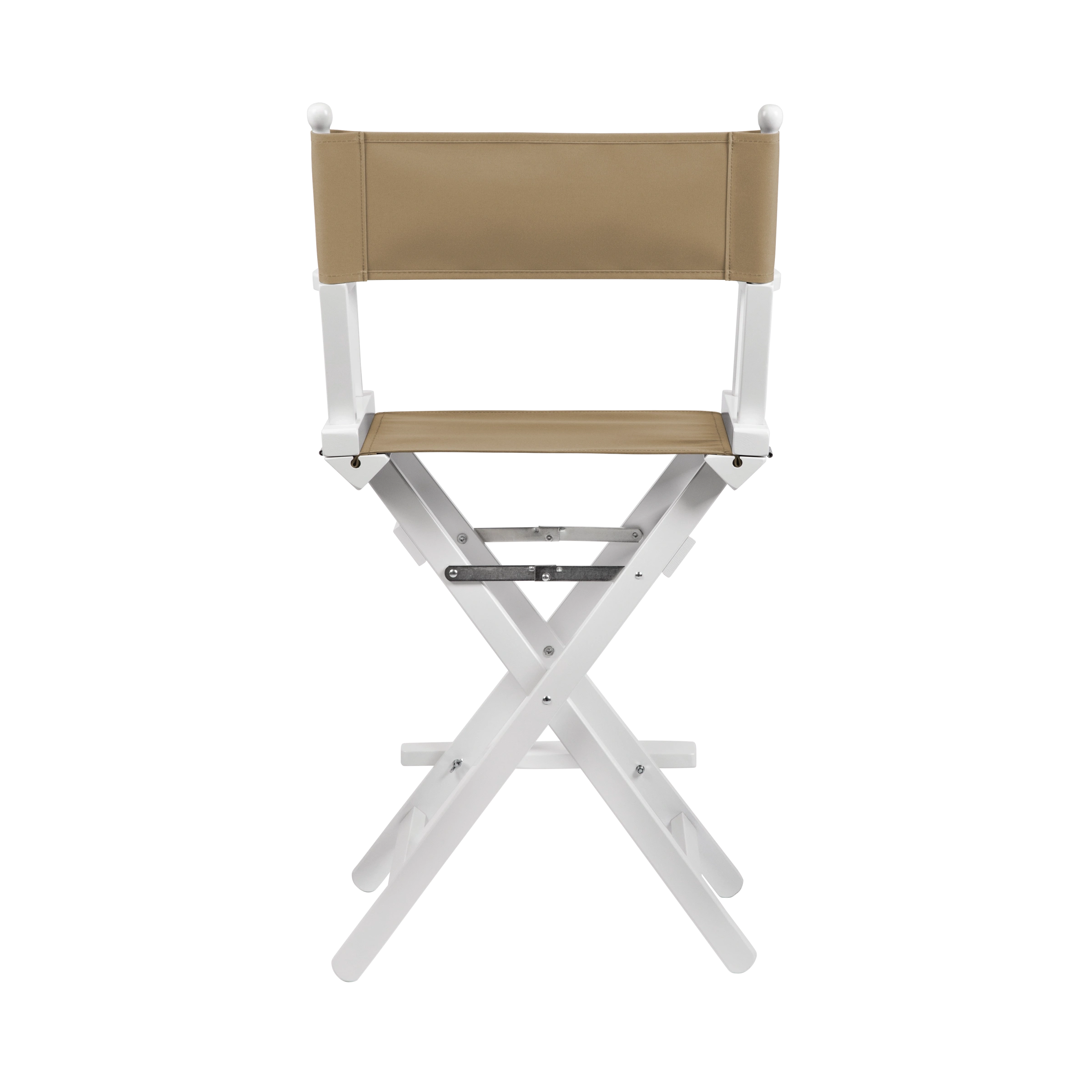 Regiestuhl Sydney aus weißem Buchenholz mit Bezug in grau-beige, Rückansicht
#Classic | Set (Farbe)_grau-beige