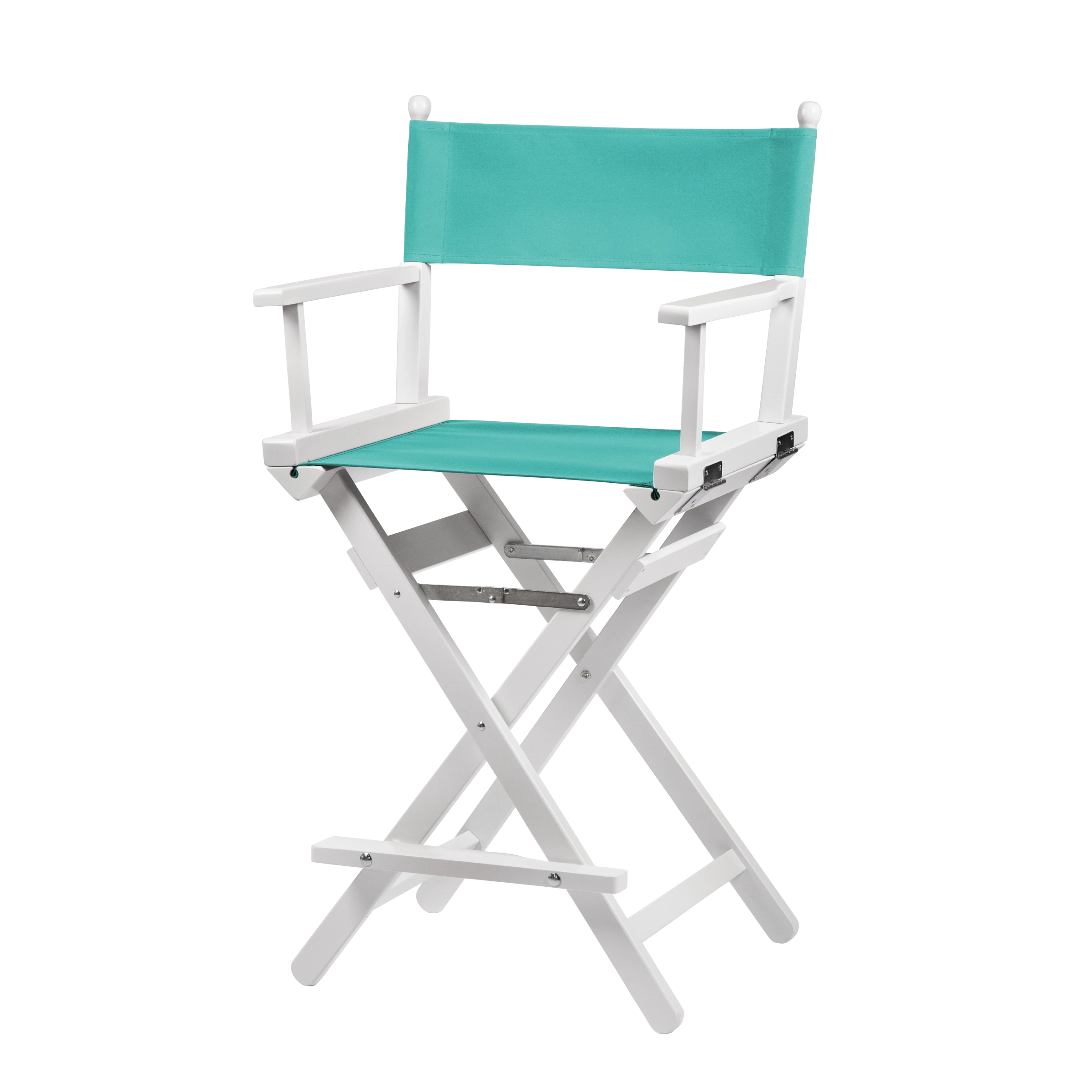 Regiestuhl Sydney aus weißem Buchenholz mit türkisem Bezug, Seitenansicht
#Classic | Set (Farbe)_türkis