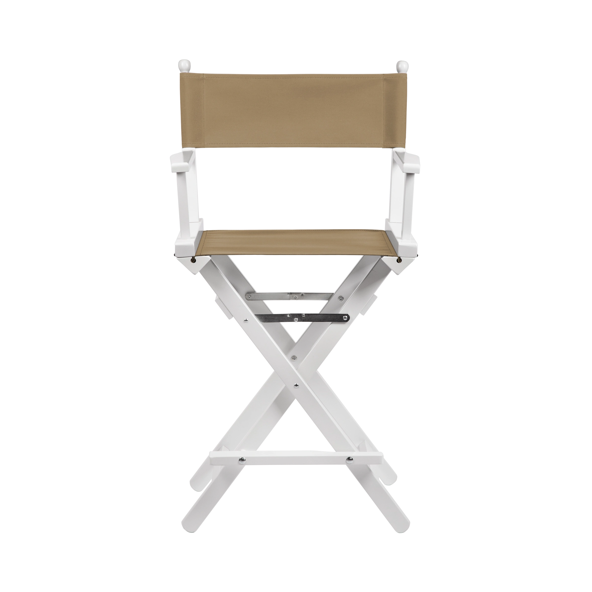 Regiestuhl Sydney aus weißem Buchenholz mit Bezug in grau-beige, Frontalansicht
#Classic | Set (Farbe)_grau-beige