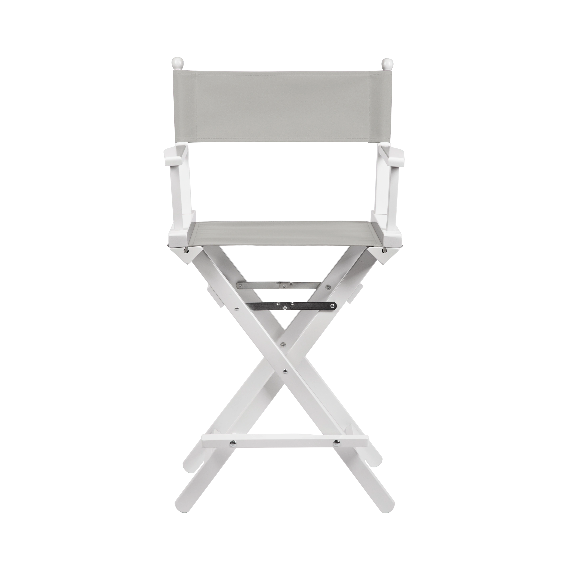 Regiestuhl Sydney aus weißem Buchenholz mit hellgrauem Bezug, Frontalansicht
#Classic | Set (Farbe)_hellgrau