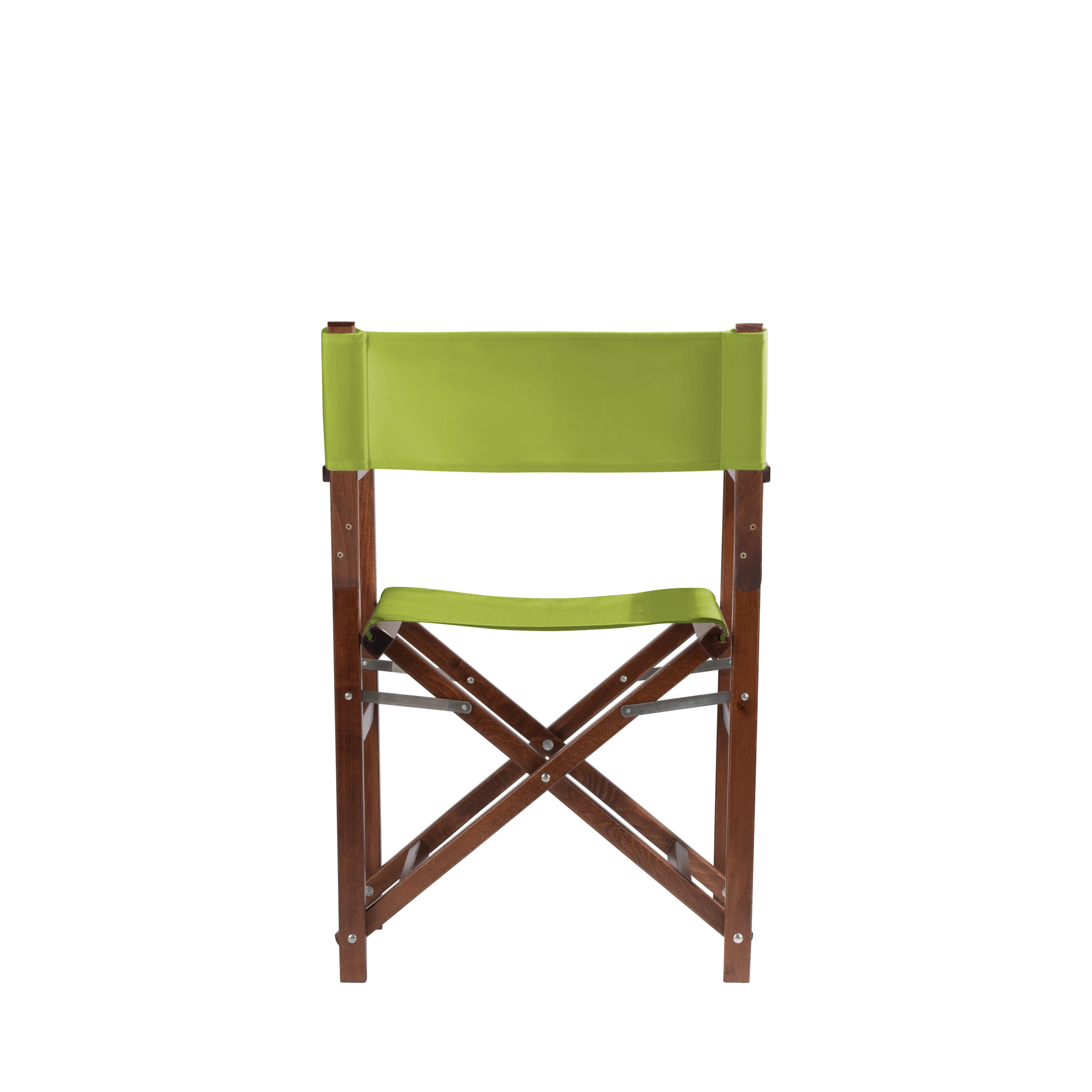 Regiestuhl Woody aus braunem Buchenholz mit hellgrünem Bezug, Rückansicht
#Classic | Set (Farbe)_hellgrün