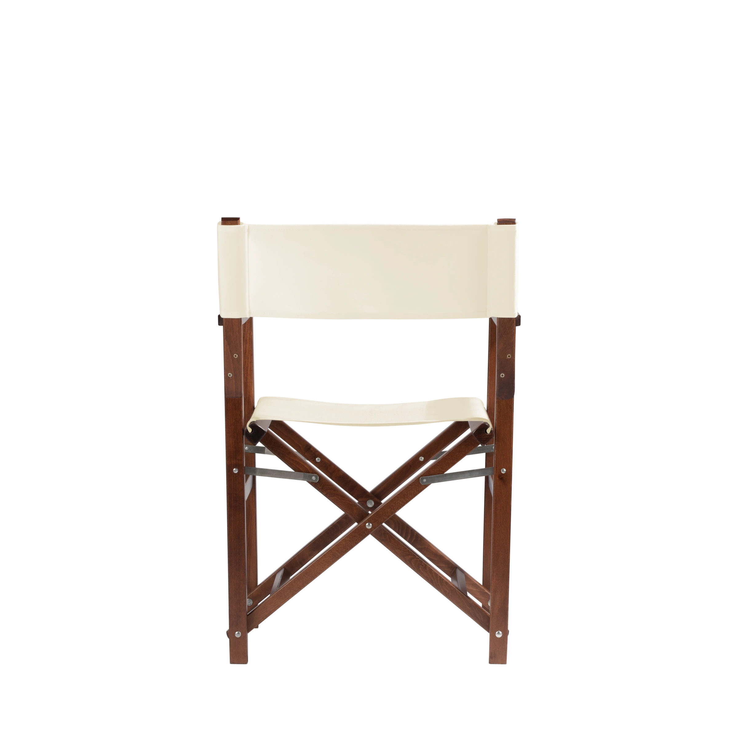 Regiestuhl Woody aus braunem Buchenholz mit naturfarbenem Bezug, Rückansicht
#Classic | Set (Farbe)_natur