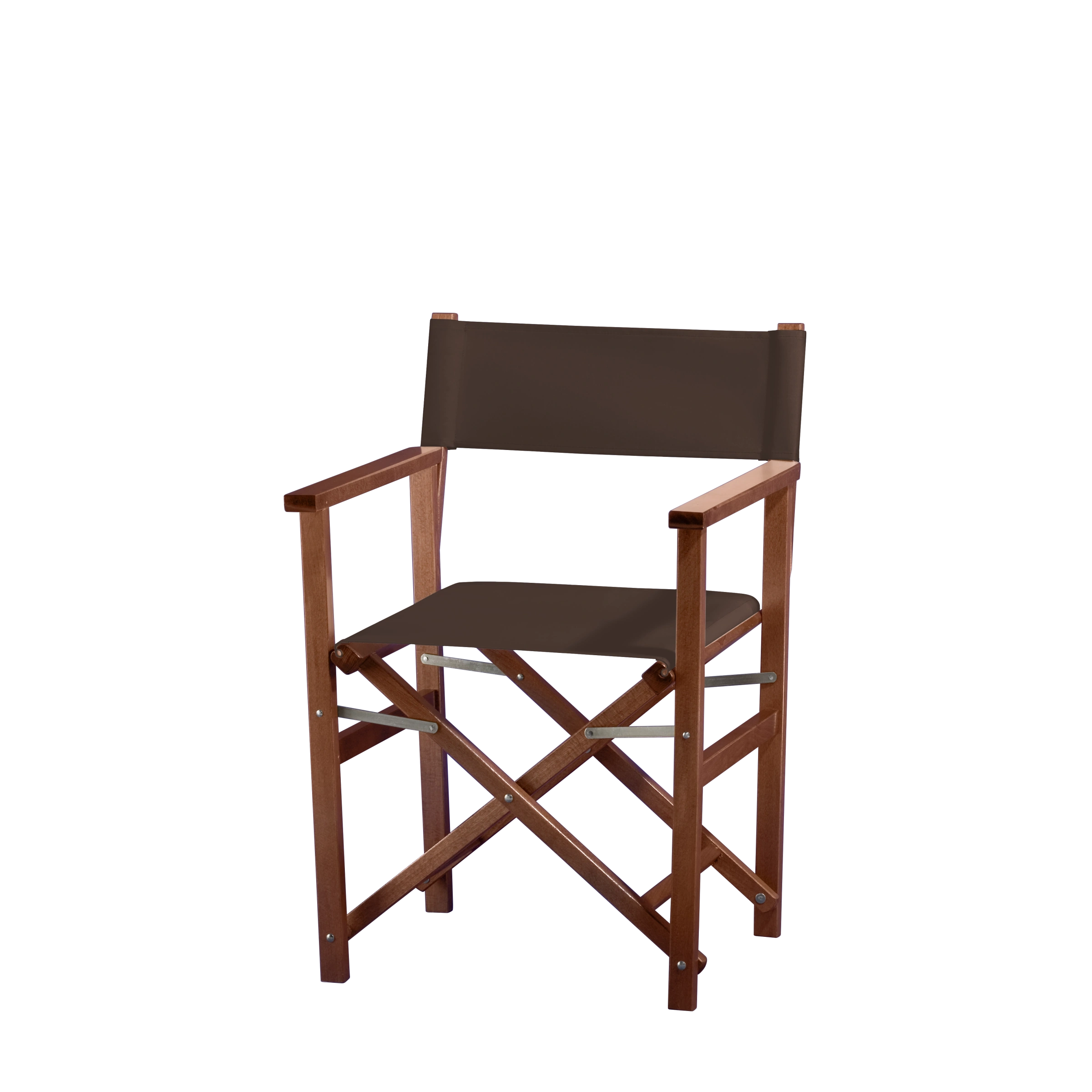 Regiestuhl Woody aus braunem Buchenholz mit Bezug in caffé, Seitenansicht
#Classic | Set (Farbe)_caffé