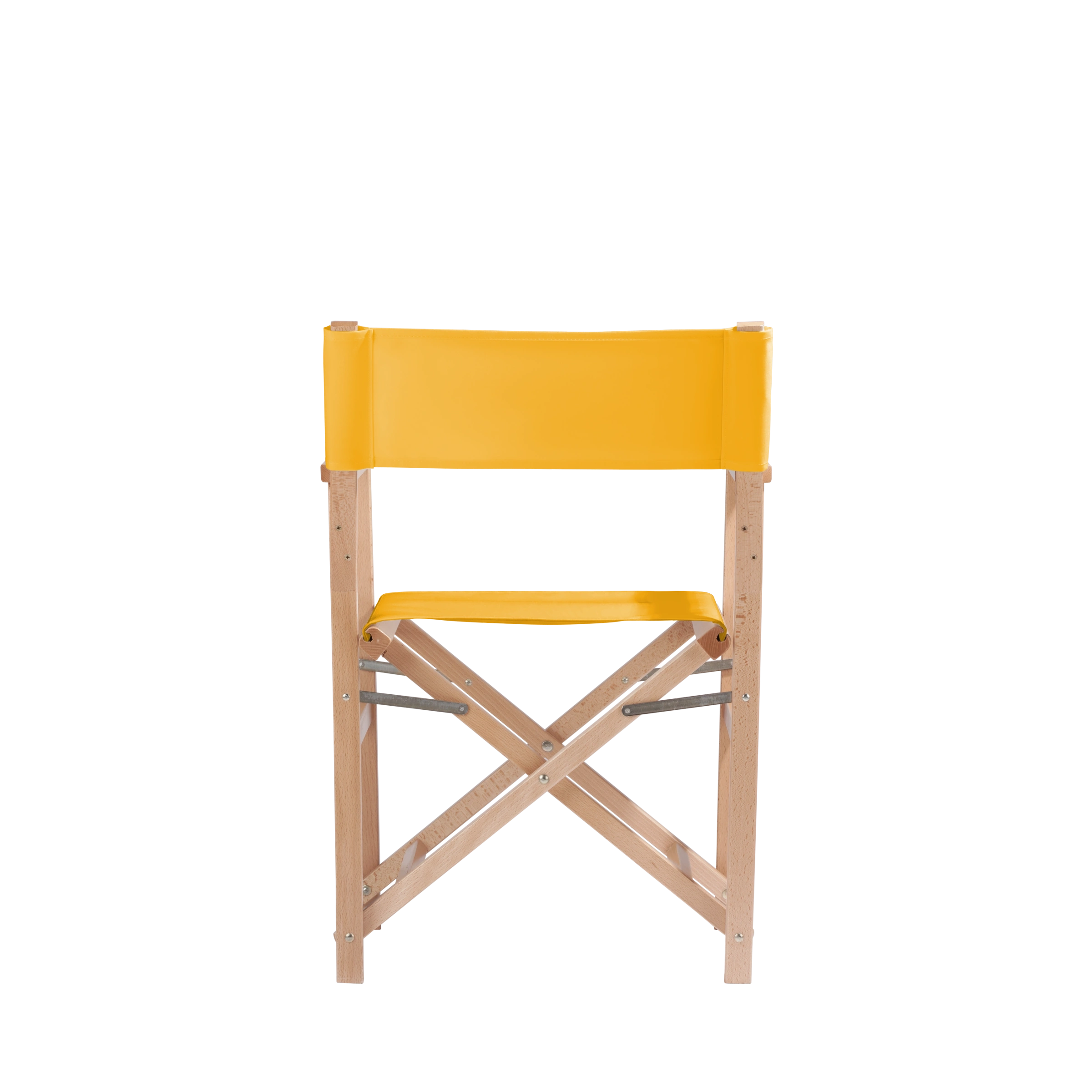 Regiestuhl Woody aus naturfarbenem Buchenholz mit gelbem Bezug, Rückansicht
#Classic | Set (Farbe)_gelb