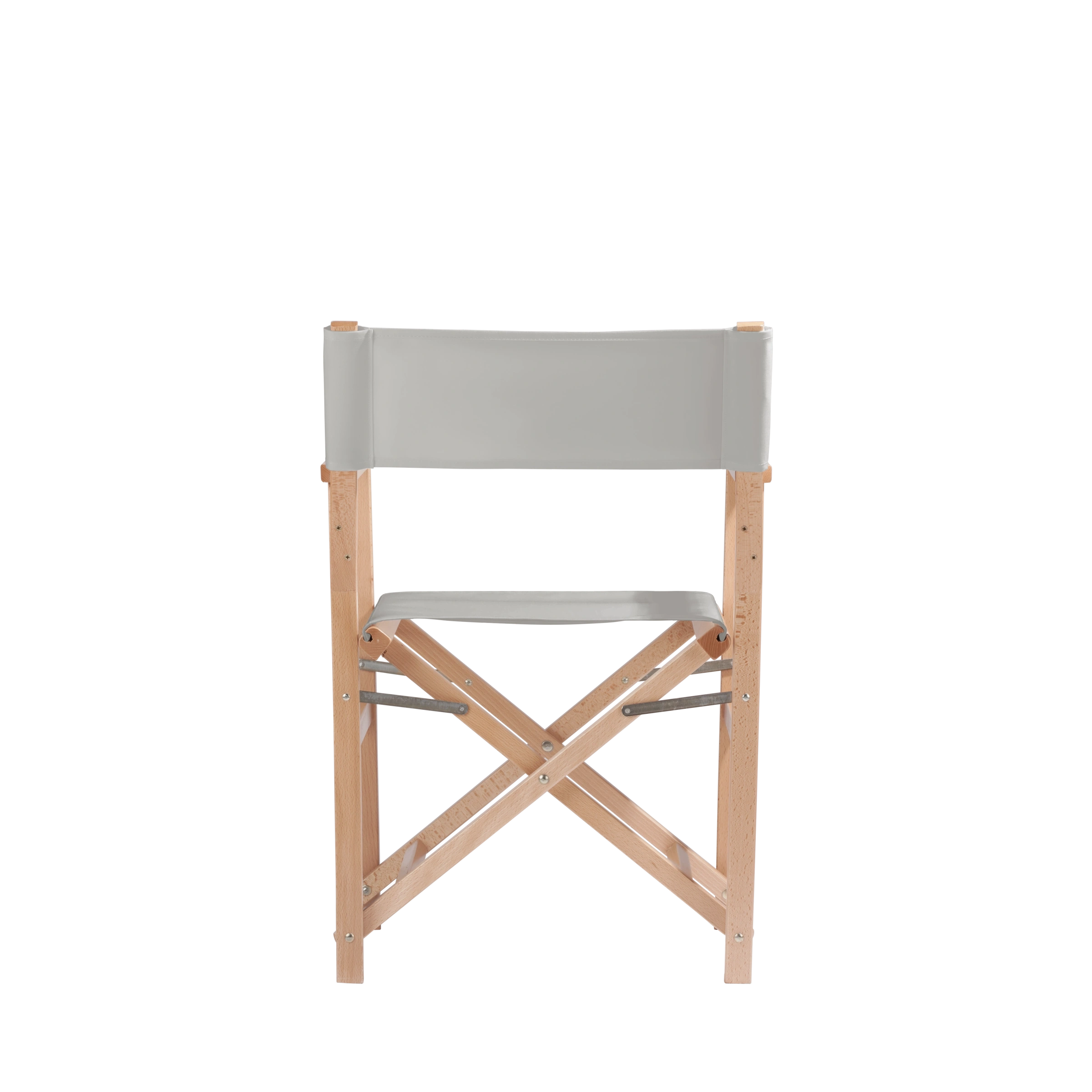 Regiestuhl Woody aus naturfarbenem Buchenholz mit hellgrauem Bezug, Rückansicht
#Classic | Set (Farbe)_hellgrau