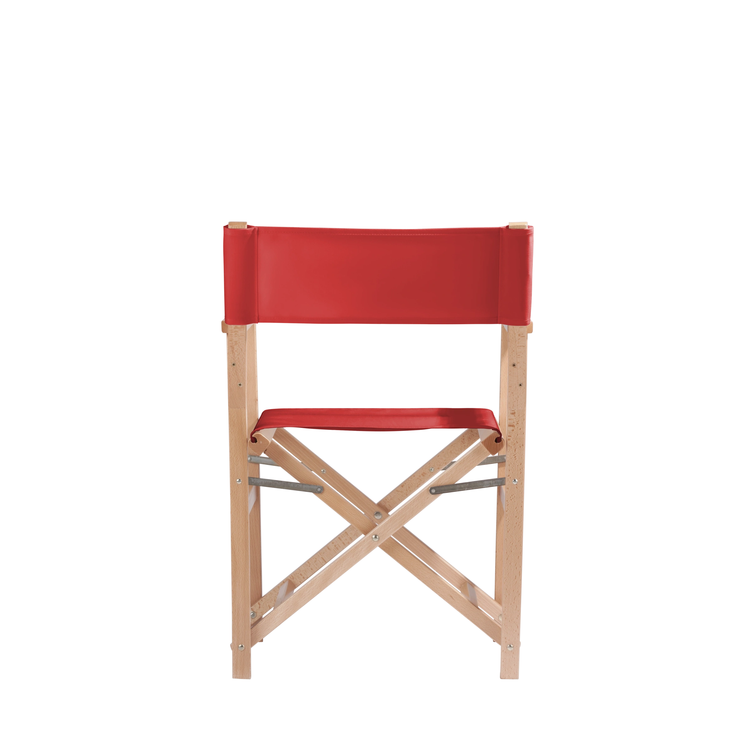 Regiestuhl Woody aus naturfarbenem Buchenholz mit Bezug in rivarot, Rückansicht
#Classic | Set (Farbe)_rivarot