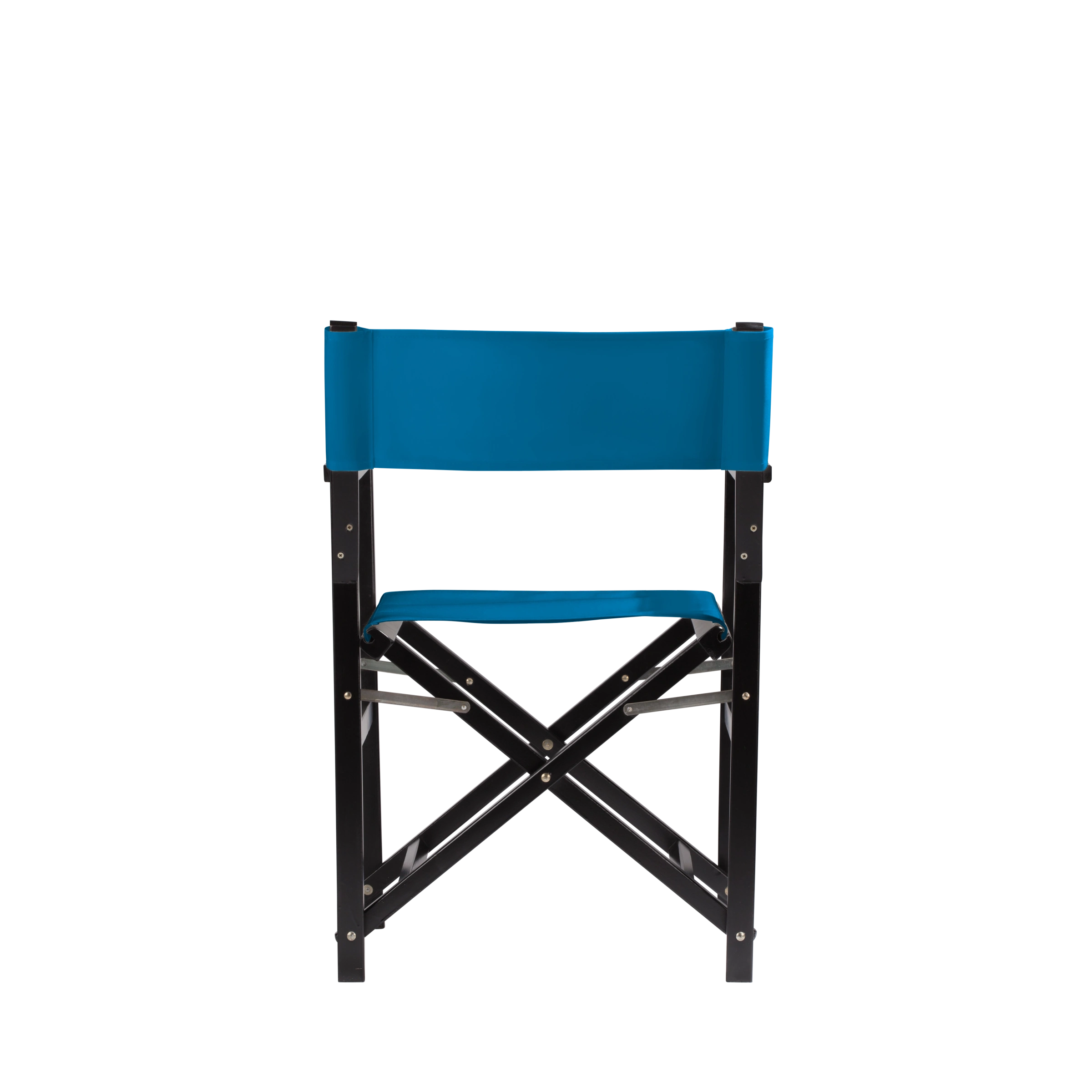 Regiestuhl Woody aus schwarzem Buchenholz mit blauem Bezug, Rückansicht
#Classic | Set (Farbe)_blau