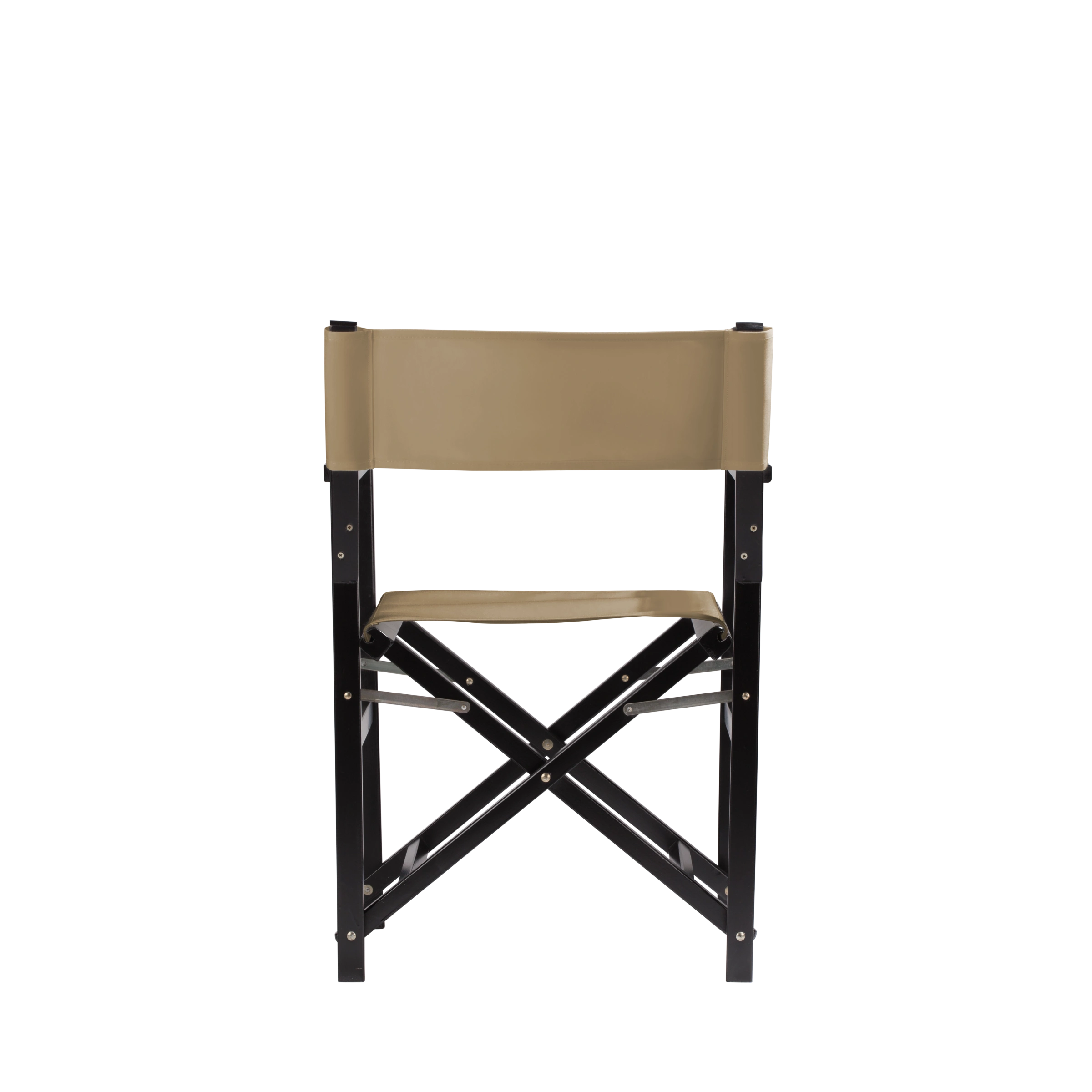 Regiestuhl Woody aus schwarzem Buchenholz mit Bezug in grau-beige, Rückansicht
#Classic | Set (Farbe)_grau-beige