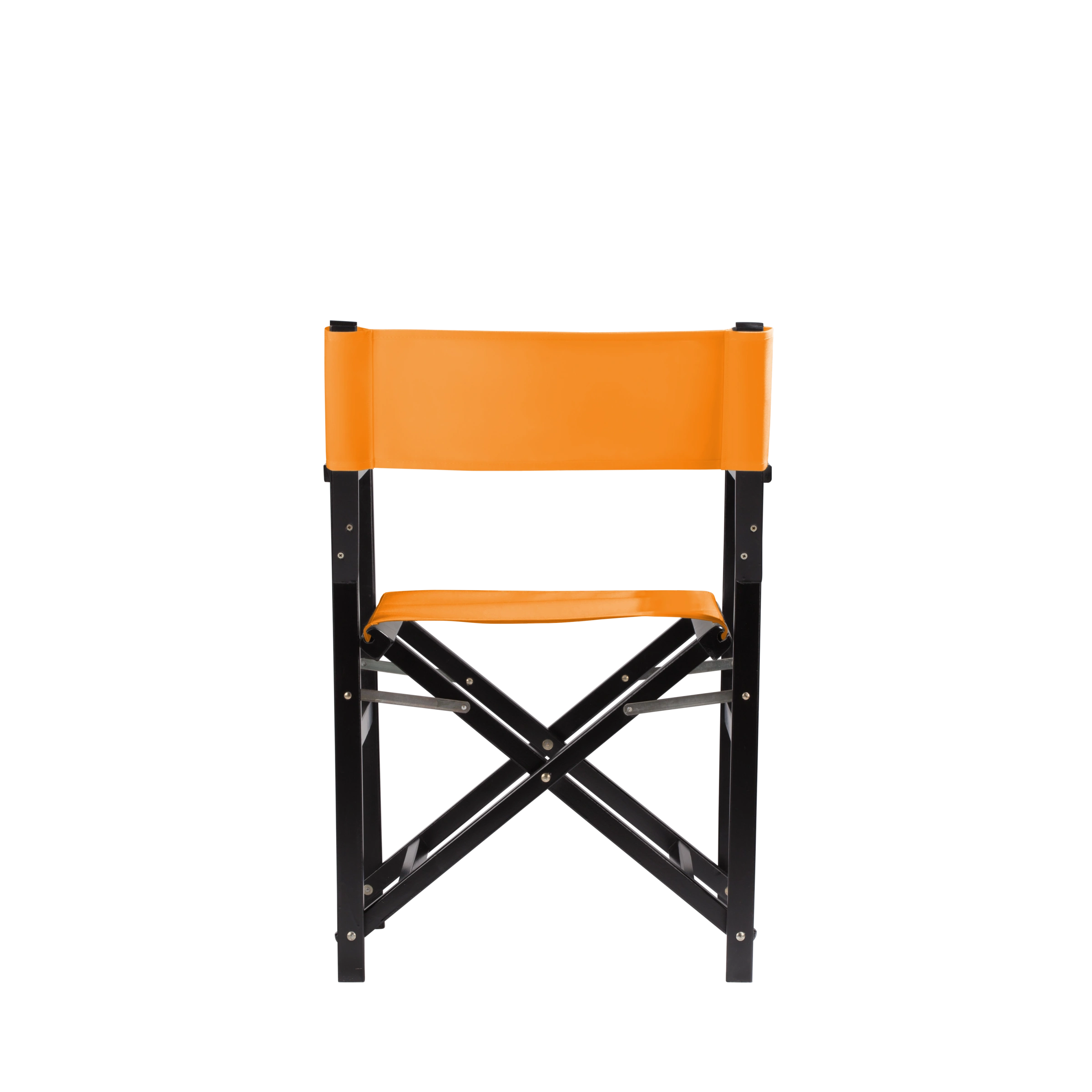 Regiestuhl Woody aus schwarzem Buchenholz mit Bezug in mandarine, Rückansicht
#Classic | Set (Farbe)_mandarine