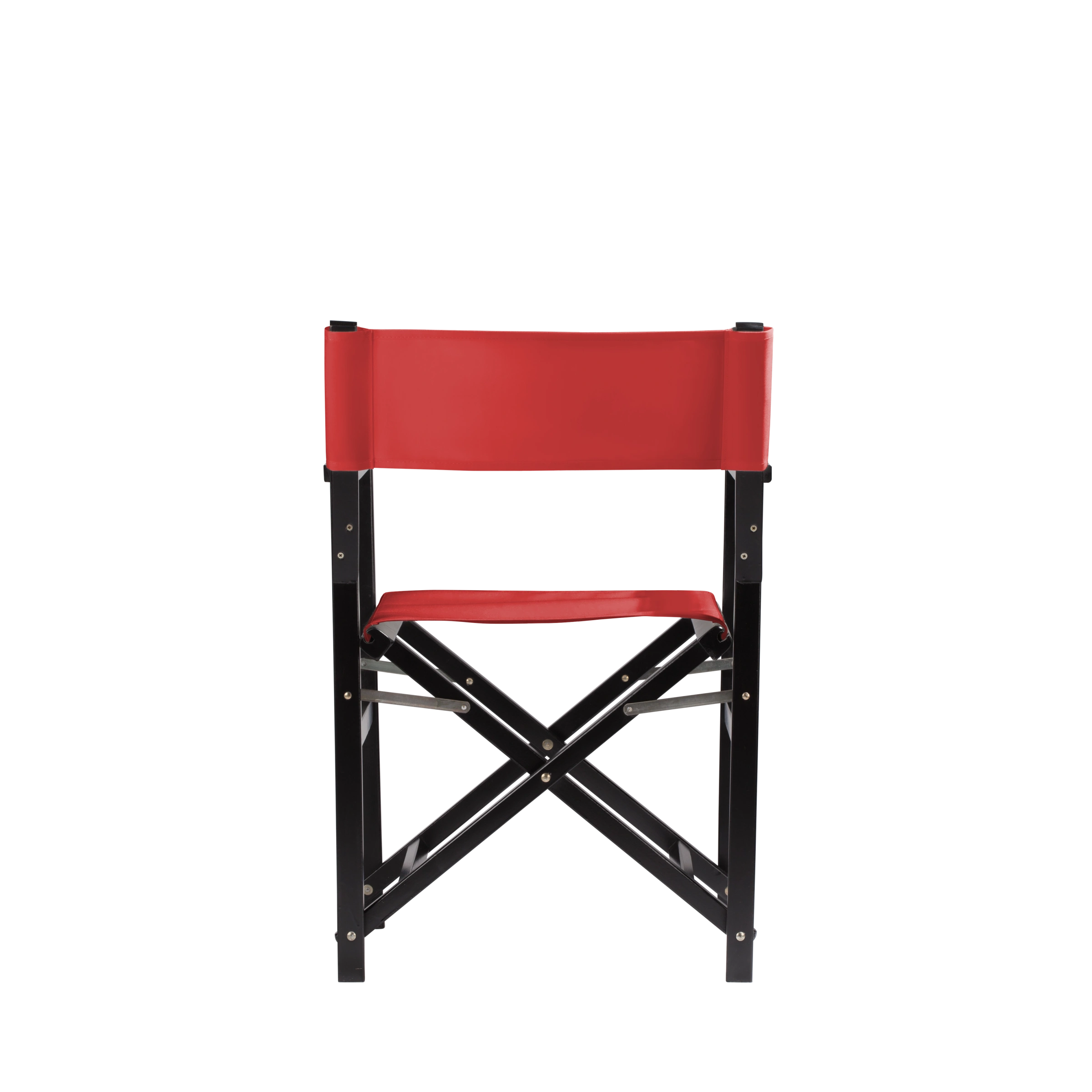 Regiestuhl Woody aus schwarzem Buchenholz mit Bezug in rivarot, Rückansicht
#Classic | Set (Farbe)_rivarot