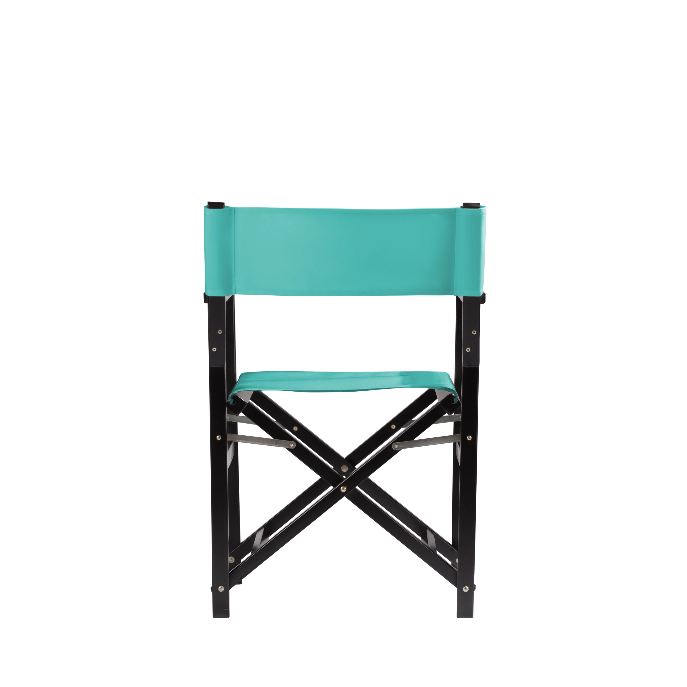 Regiestuhl Woody aus schwarzem Buchenholz mit türkisem Bezug, Rückansicht
#Classic | Set (Farbe)_türkis