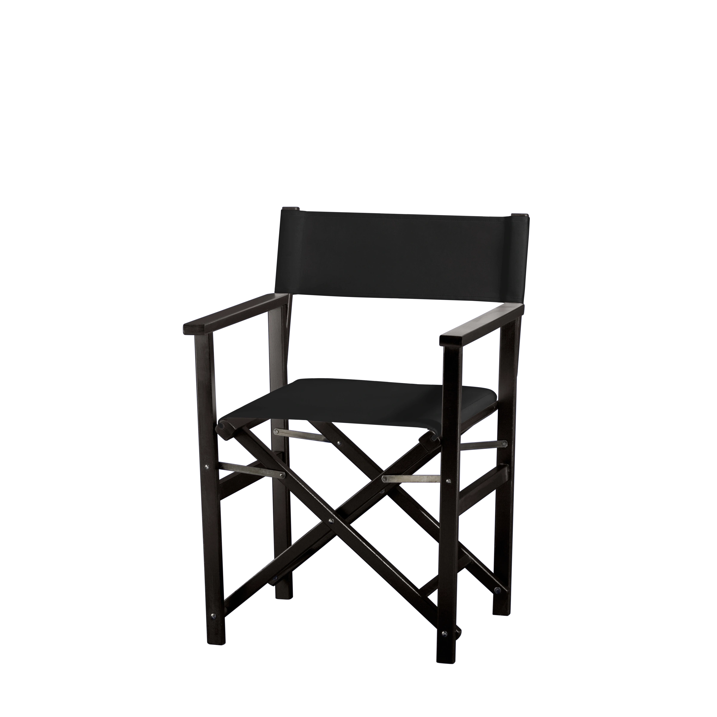 Regiestuhl Woody aus schwarzem Buchenholz mit schwarzem Bezug, Seitenansicht
#Classic | Set (Farbe)_schwarz