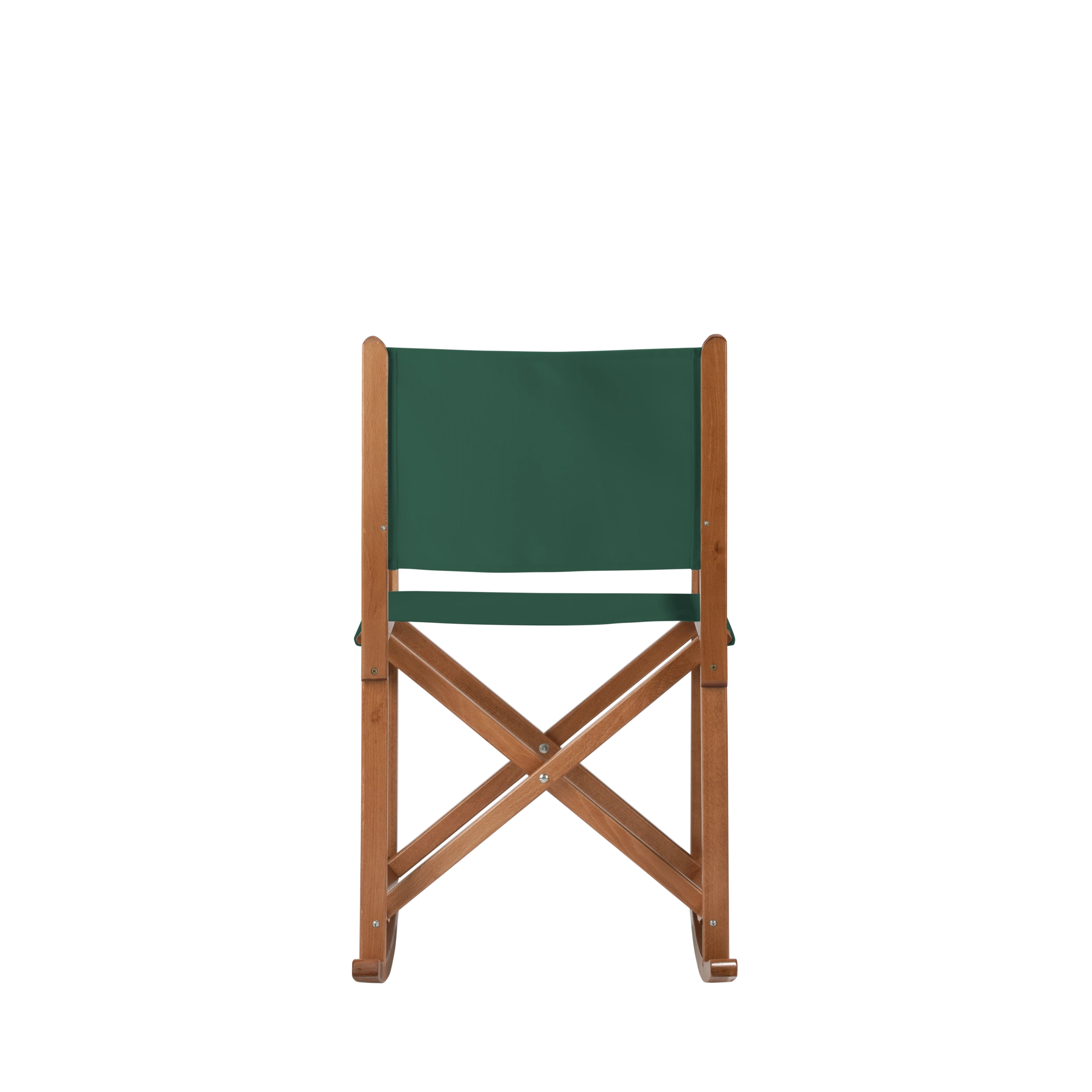 Schaukelstuhl Helmut aus brandyfarbenem Buchenholz mit dunkelgrünem Bezug, Rückansicht
#Swing | Set (Farbe)_dunkelgrün