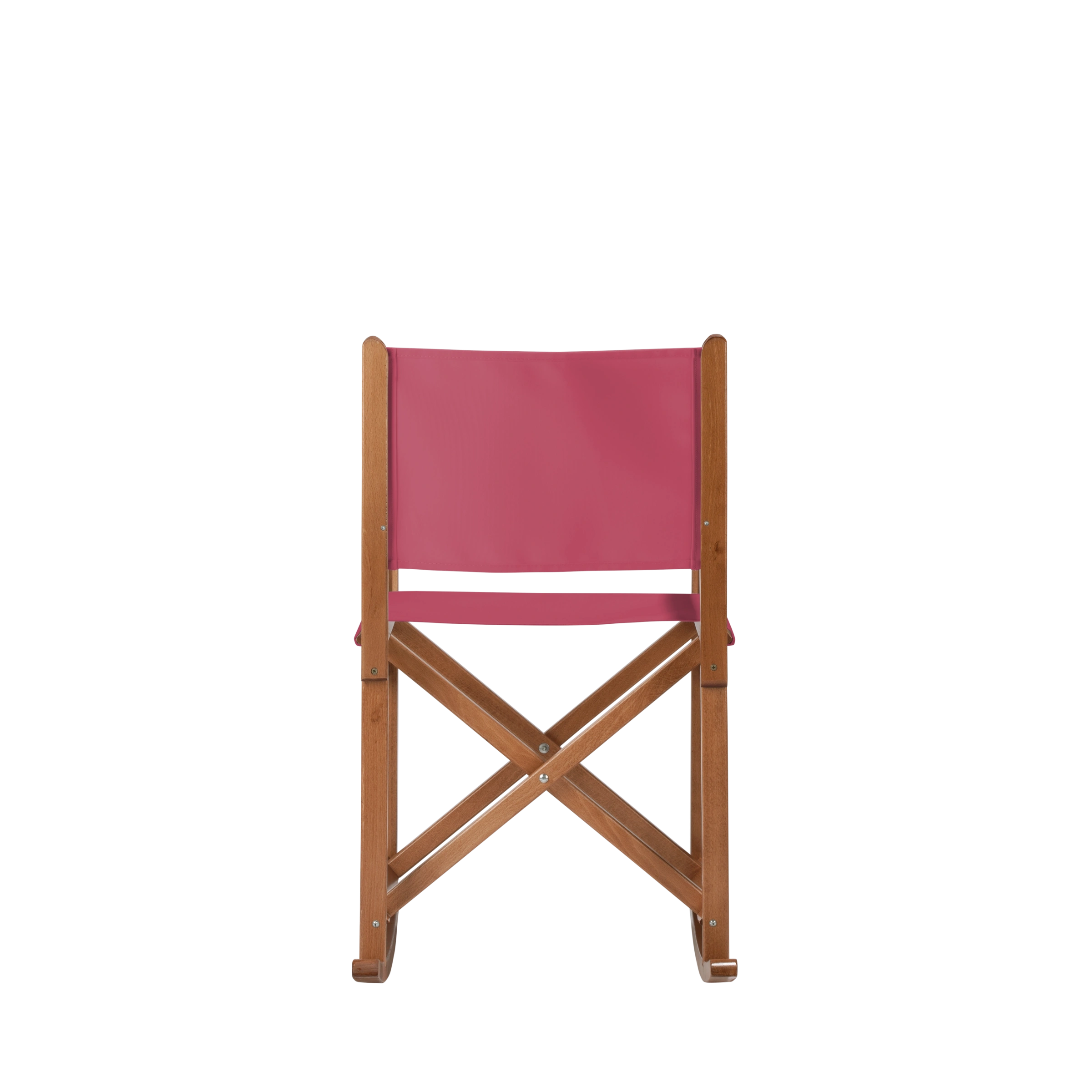 Schaukelstuhl Helmut aus brandyfarbenem Buchenholz mit Bezug in fuchsia, Rückansicht
#Swing | Set (Farbe)_fuchsia