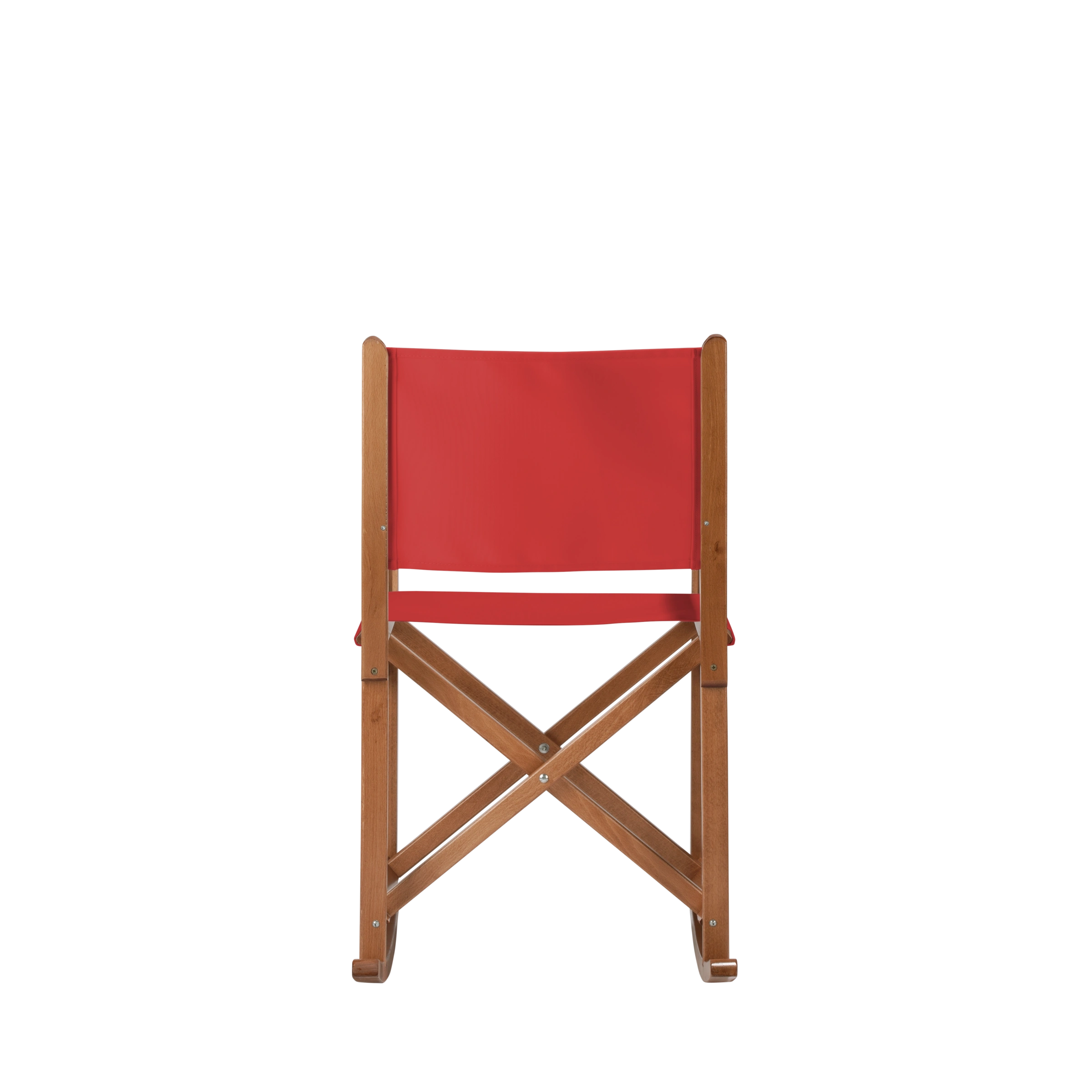 Schaukelstuhl Helmut aus brandyfarbenem Buchenholz mit Bezug in rivarot, Rückansicht
#Swing | Set (Farbe)_rivarot