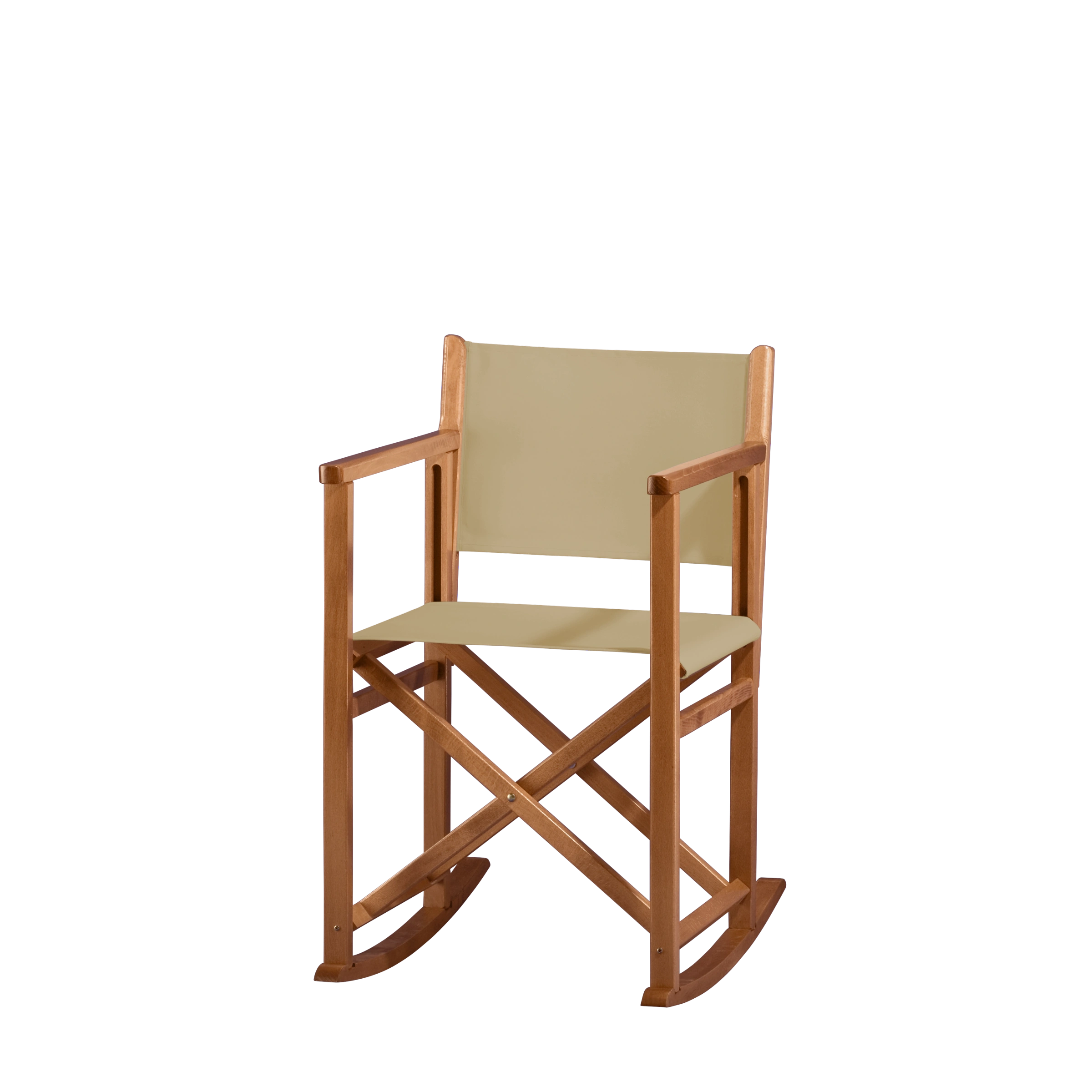Schaukelstuhl Helmut aus brandyfarbenem Buchenholz mit Bezug in beige, Seitenansicht
#Swing | Set (Farbe)_beige