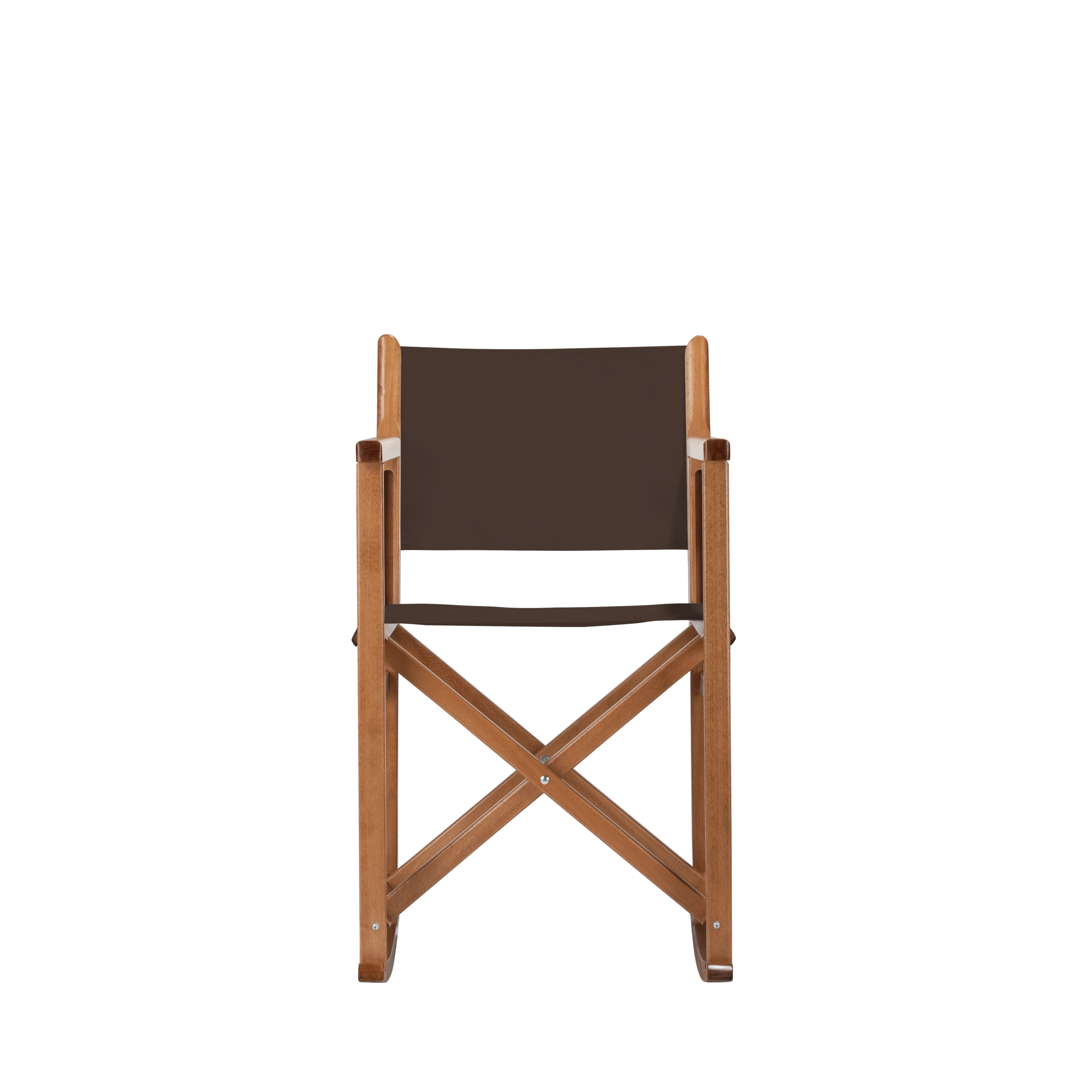 Schaukelstuhl Helmut aus brandyfarbenem Buchenholz mit Bezug in caffé, Frontalansicht
#Swing | Set (Farbe)_caffé