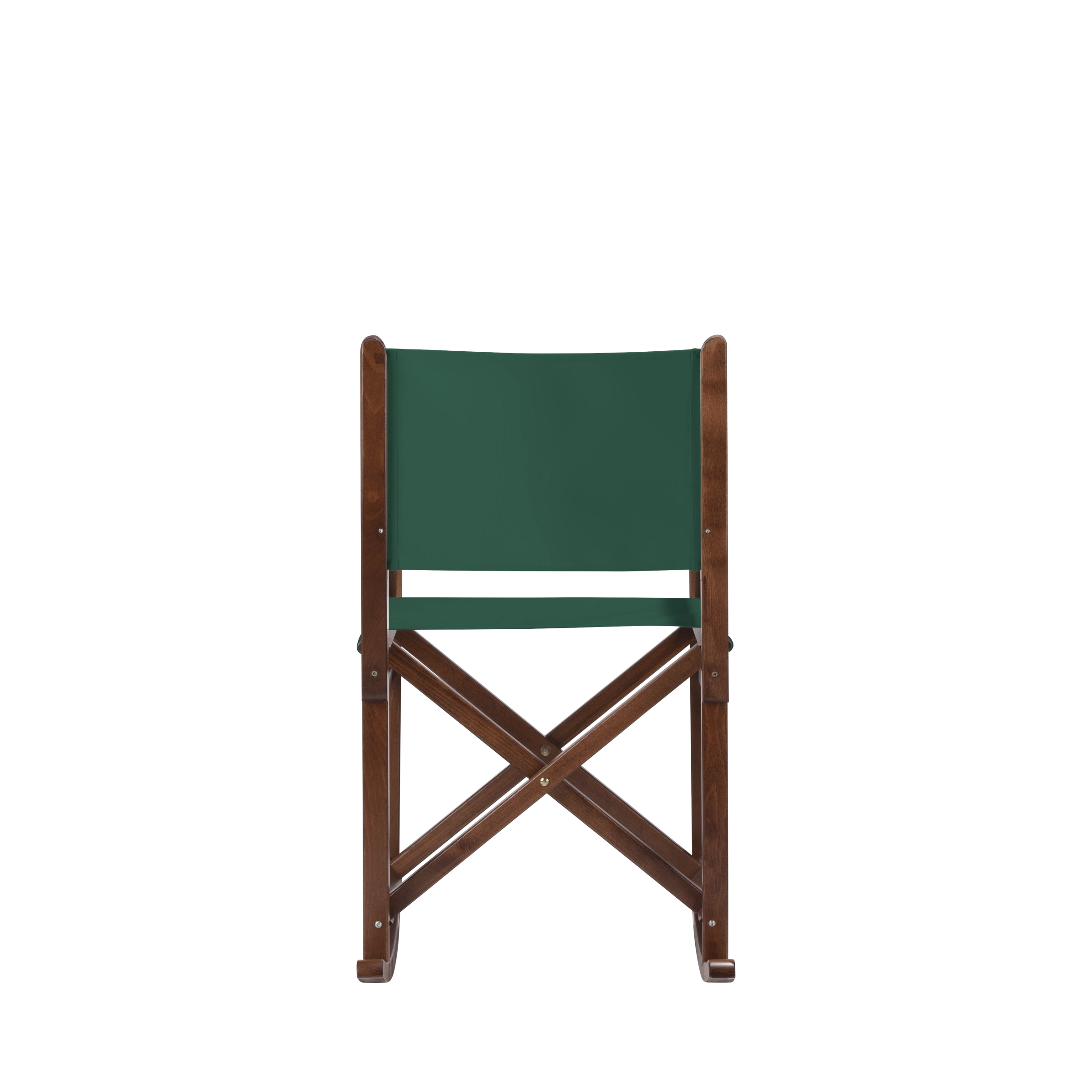 Schaukelstuhl Helmut aus braunem Buchenholz mit dunkelgrünem Bezug, Rückansicht
#Swing | Set (Farbe)_dunkelgrün