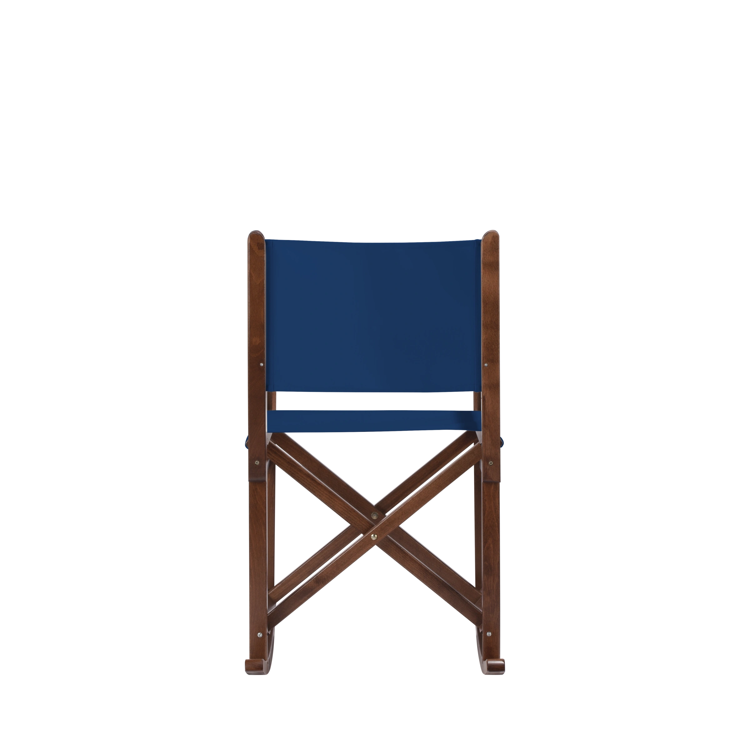 Schaukelstuhl Helmut aus braunem Buchenholz mit Bezug in marine, Rückansicht
#Swing | Set (Farbe)_marine