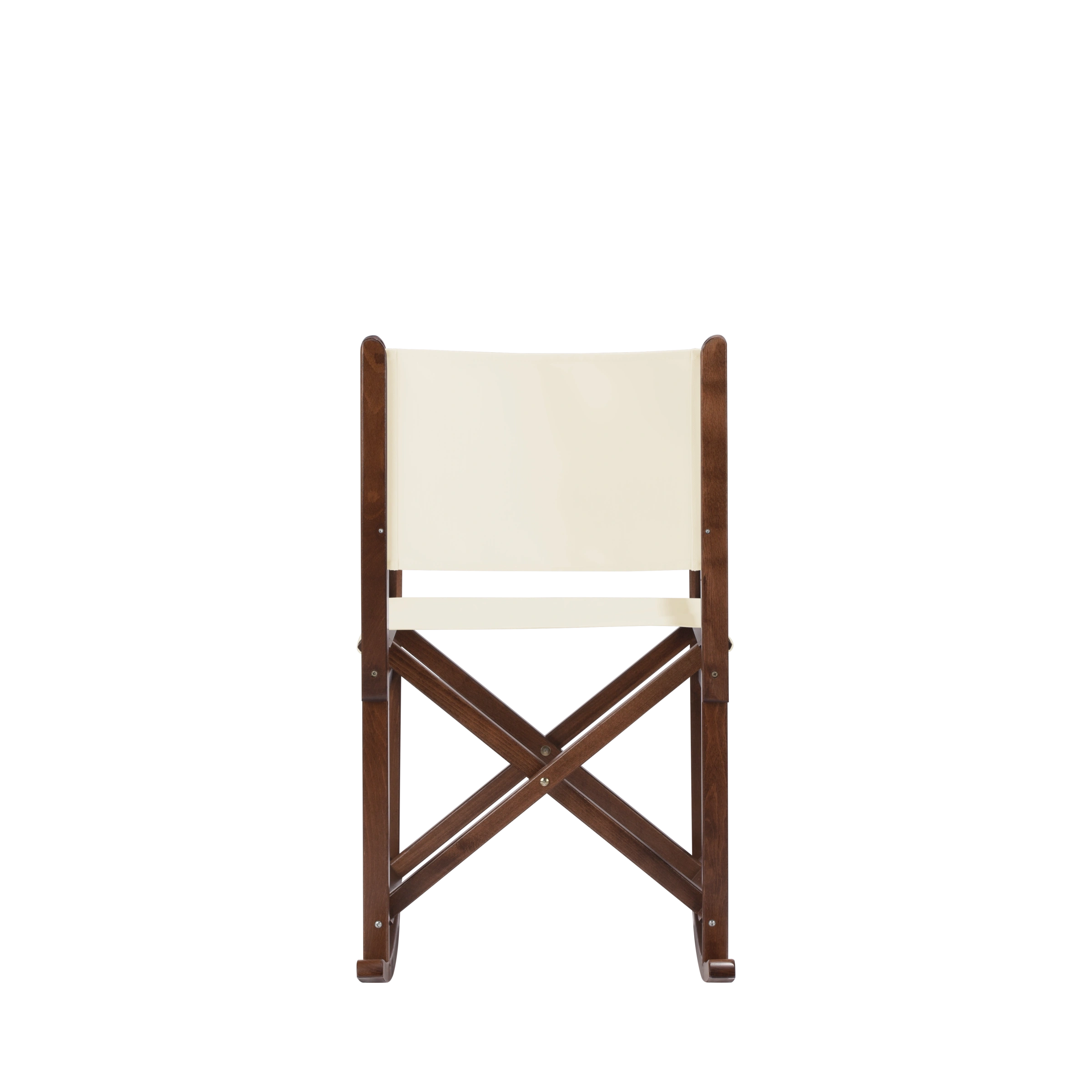 Schaukelstuhl Helmut aus braunem Buchenholz mit naturfarbenem Bezug, Rückansicht
#Swing | Set (Farbe)_natur