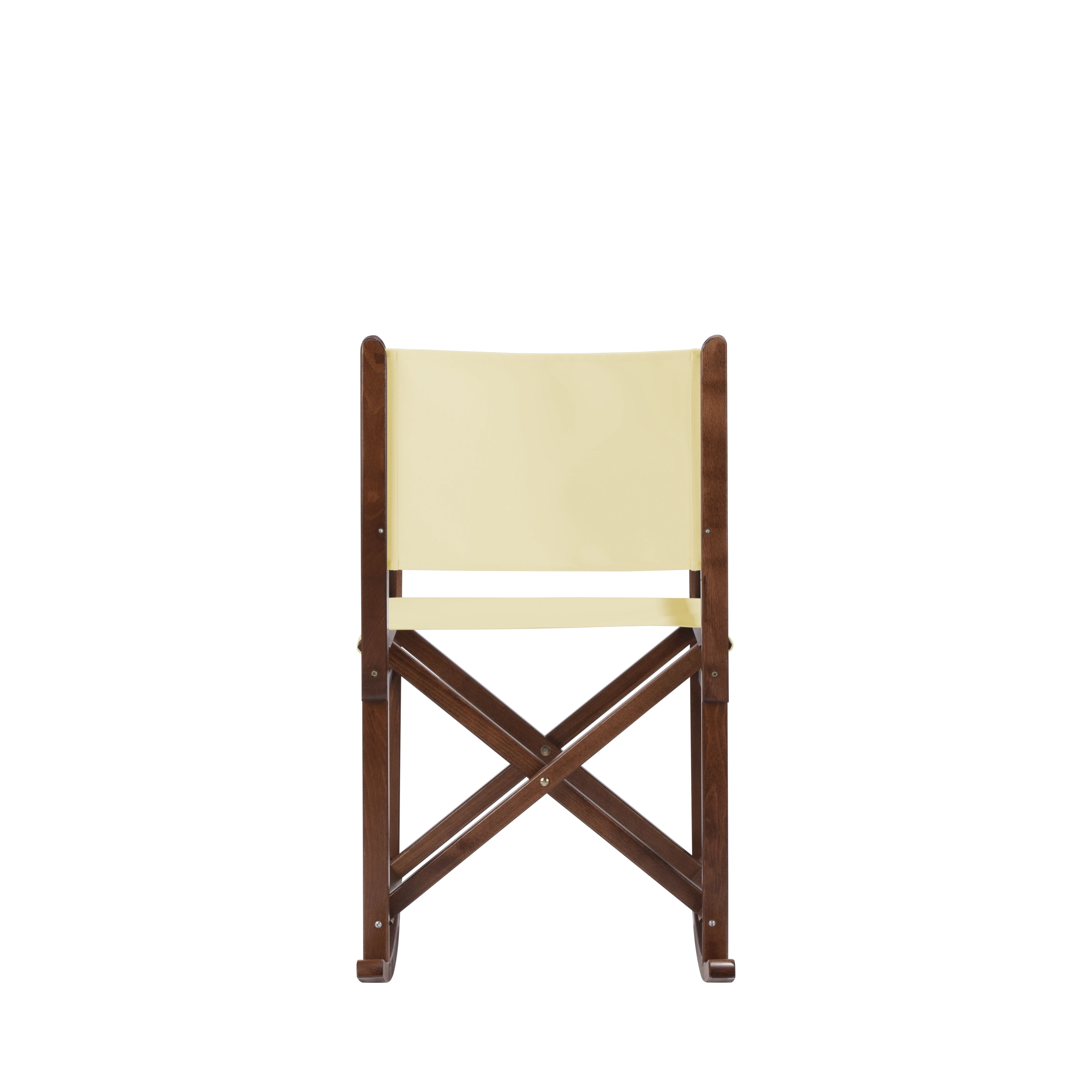 Schaukelstuhl Helmut aus braunem Buchenholz mit Bezug in vanille, Rückansicht
#Swing | Set (Farbe)_vanille