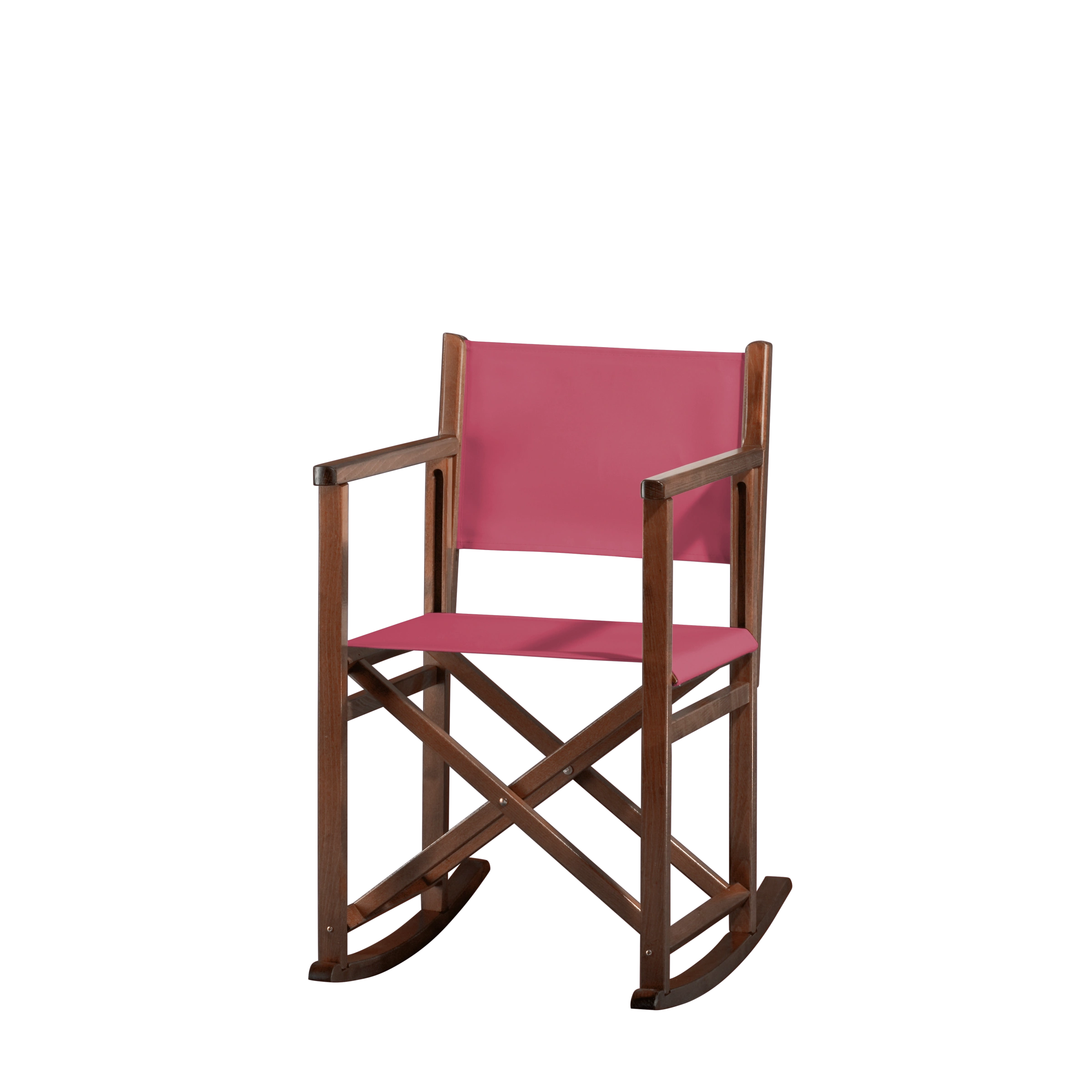 Schaukelstuhl Helmut aus braunem Buchenholz mit Bezug in fuchsia, Seitenansicht
#Swing | Set (Farbe)_fuchsia