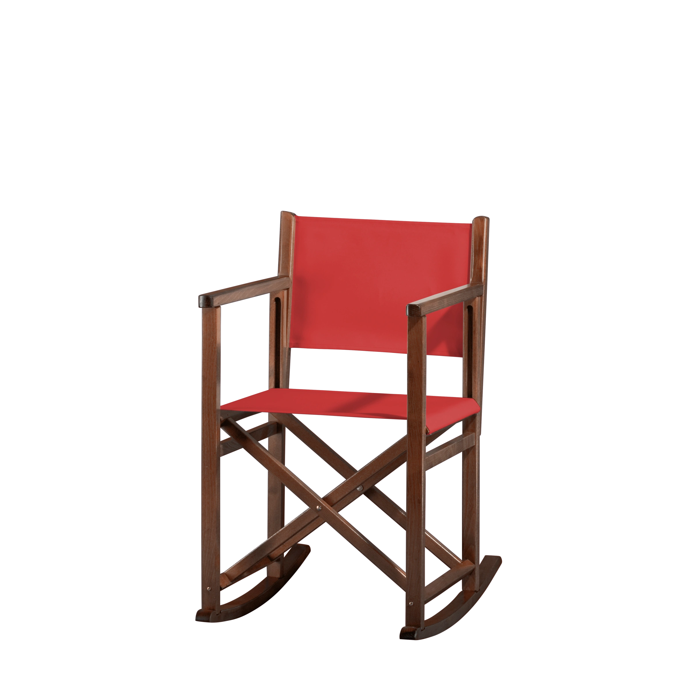 Schaukelstuhl Helmut aus braunem Buchenholz mit Bezug in rivarot, Seitenansicht
#Swing | Set (Farbe)_rivarot