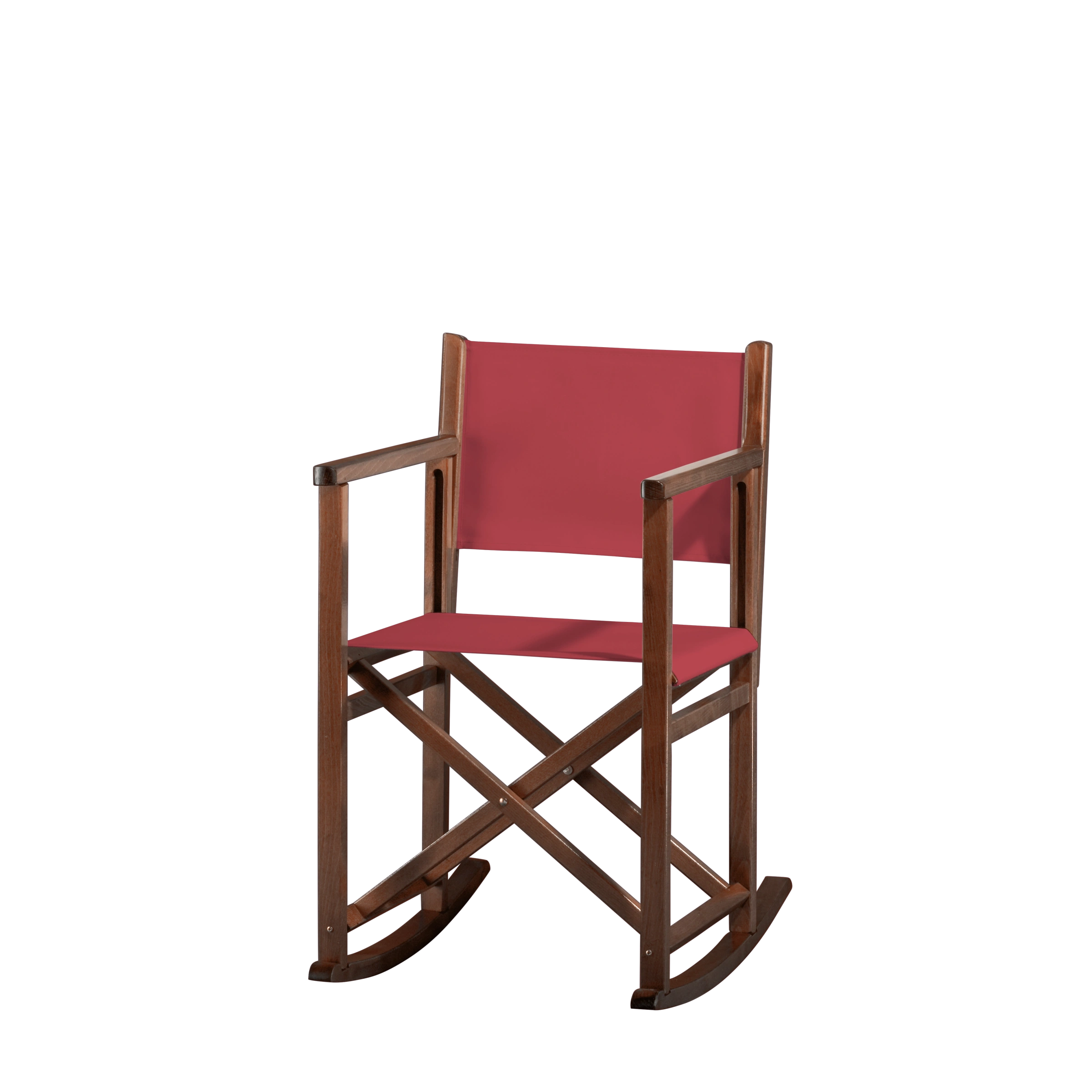 Schaukelstuhl Helmut aus braunem Buchenholz mit rotem Bezug, Seitenansicht
#Swing | Set (Farbe)_rot