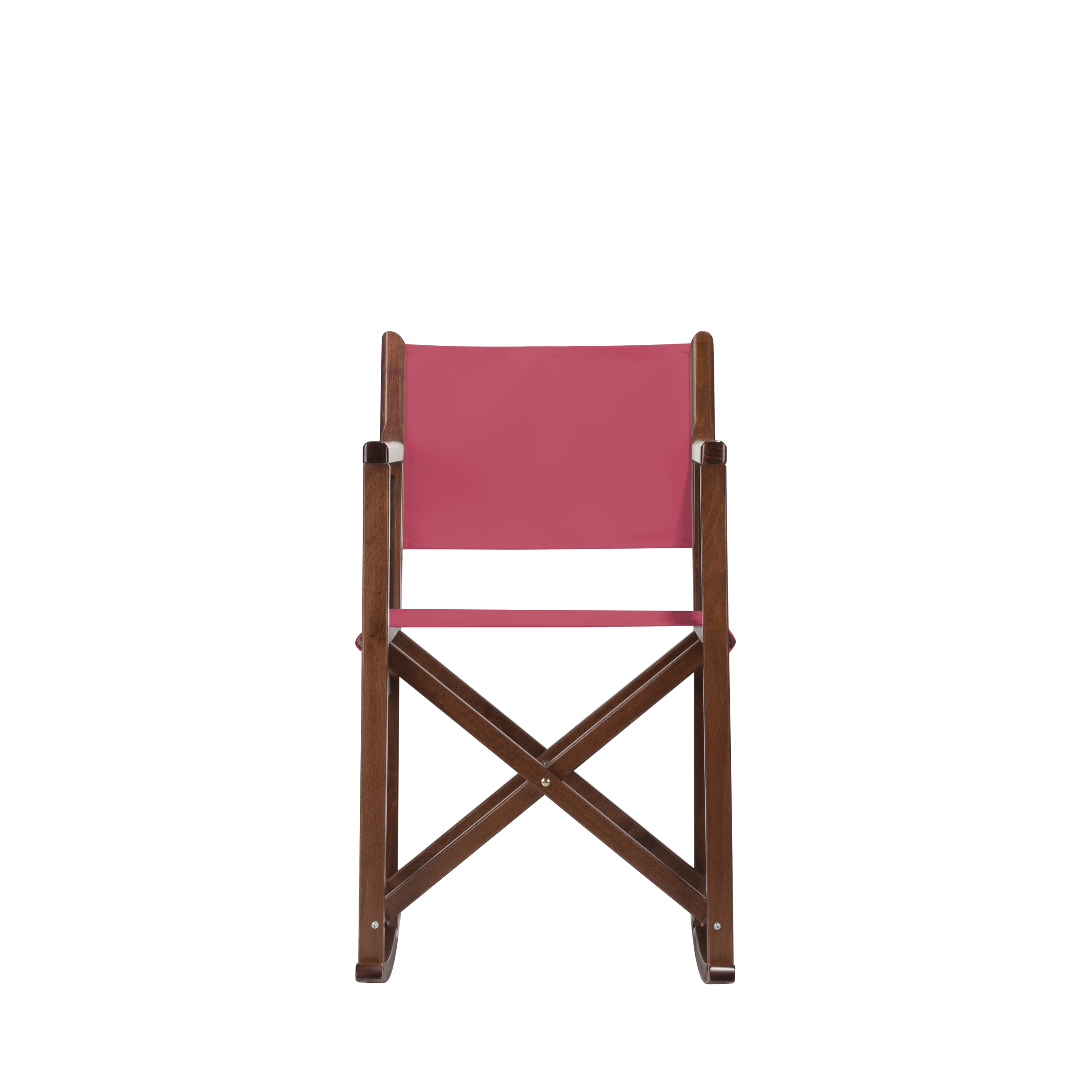 Schaukelstuhl Helmut aus braunem Buchenholz mit Bezug in fuchsia, Frontalansicht
#Swing | Set (Farbe)_fuchsia