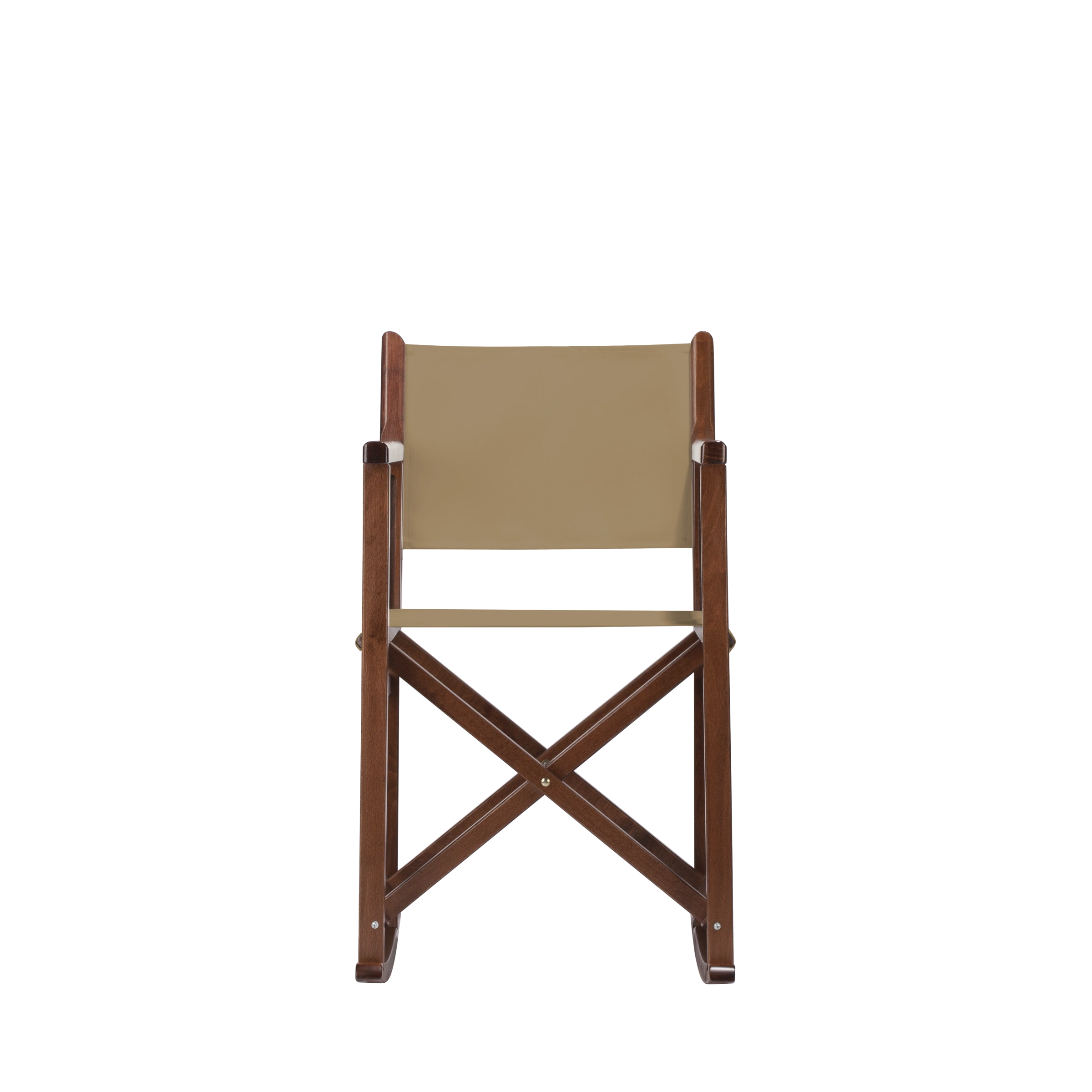 Schaukelstuhl Helmut aus braunem Buchenholz mit Bezug in grau-beige, Frontalansicht
#Swing | Set (Farbe)_grau-beige