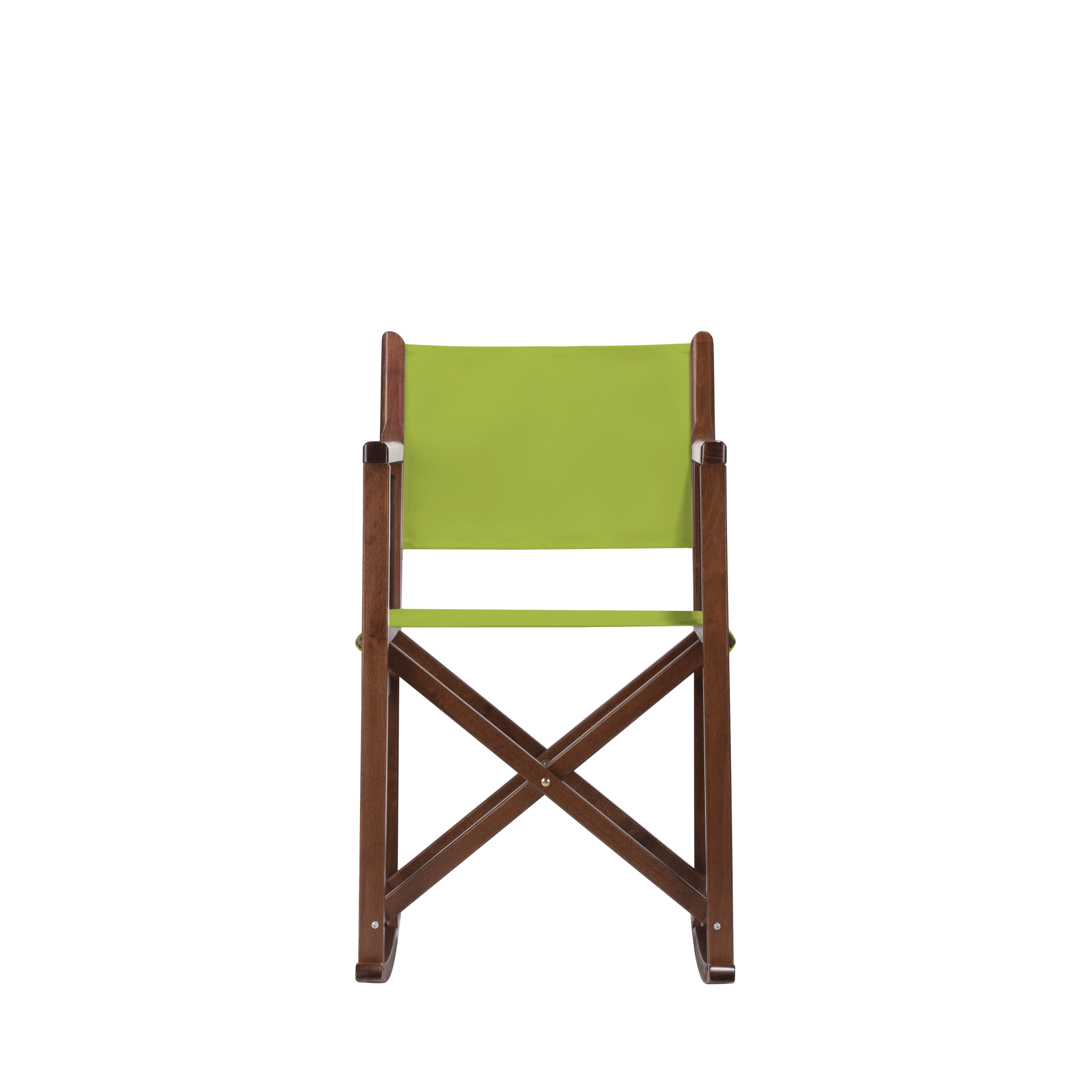 Schaukelstuhl Helmut aus braunem Buchenholz mit hellgrünem Bezug, Frontalansicht
#Swing | Set (Farbe)_hellgrün