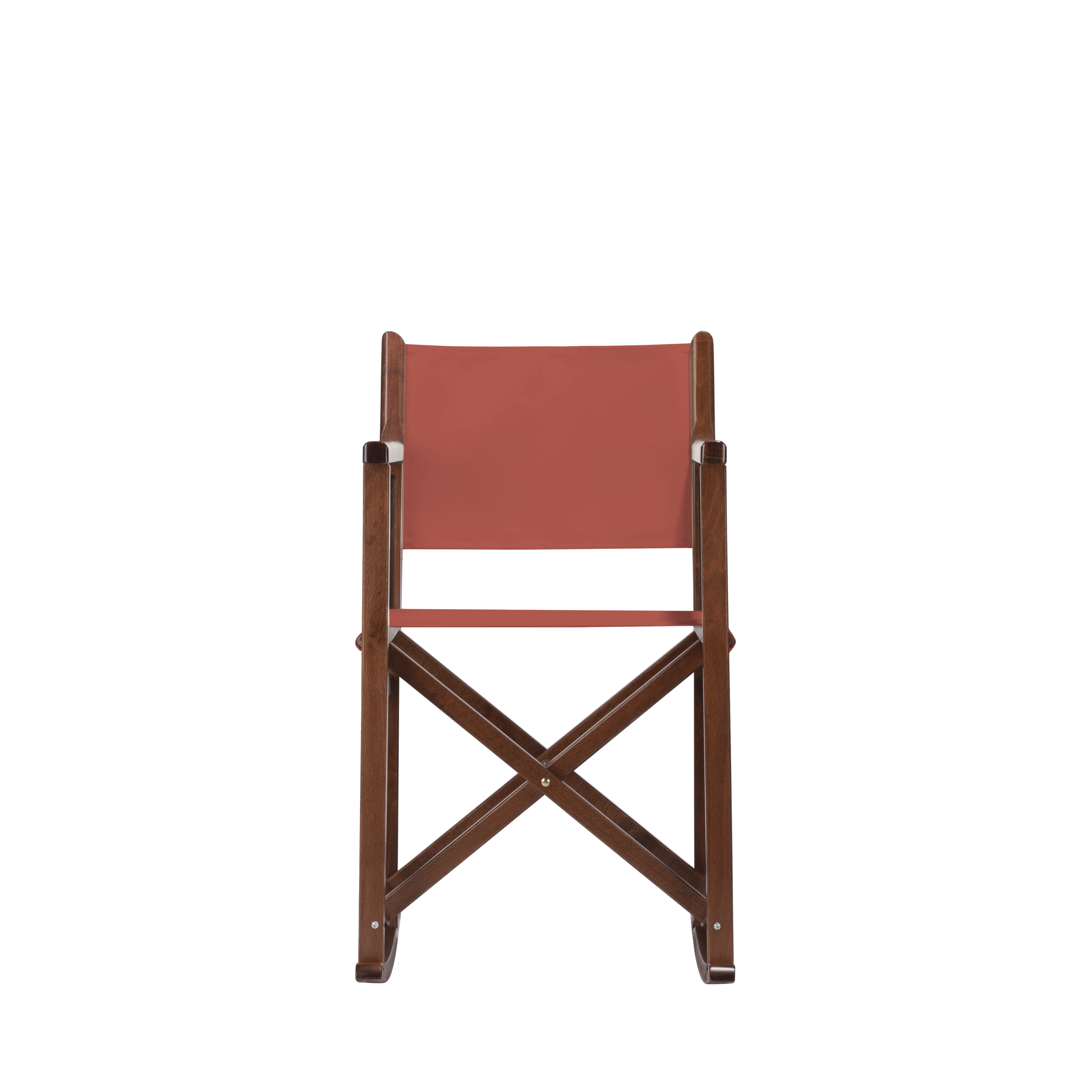 Schaukelstuhl Helmut aus braunem Buchenholz mit Bezug in terracotta, Frontalansicht
#Swing | Set (Farbe)_terracotta