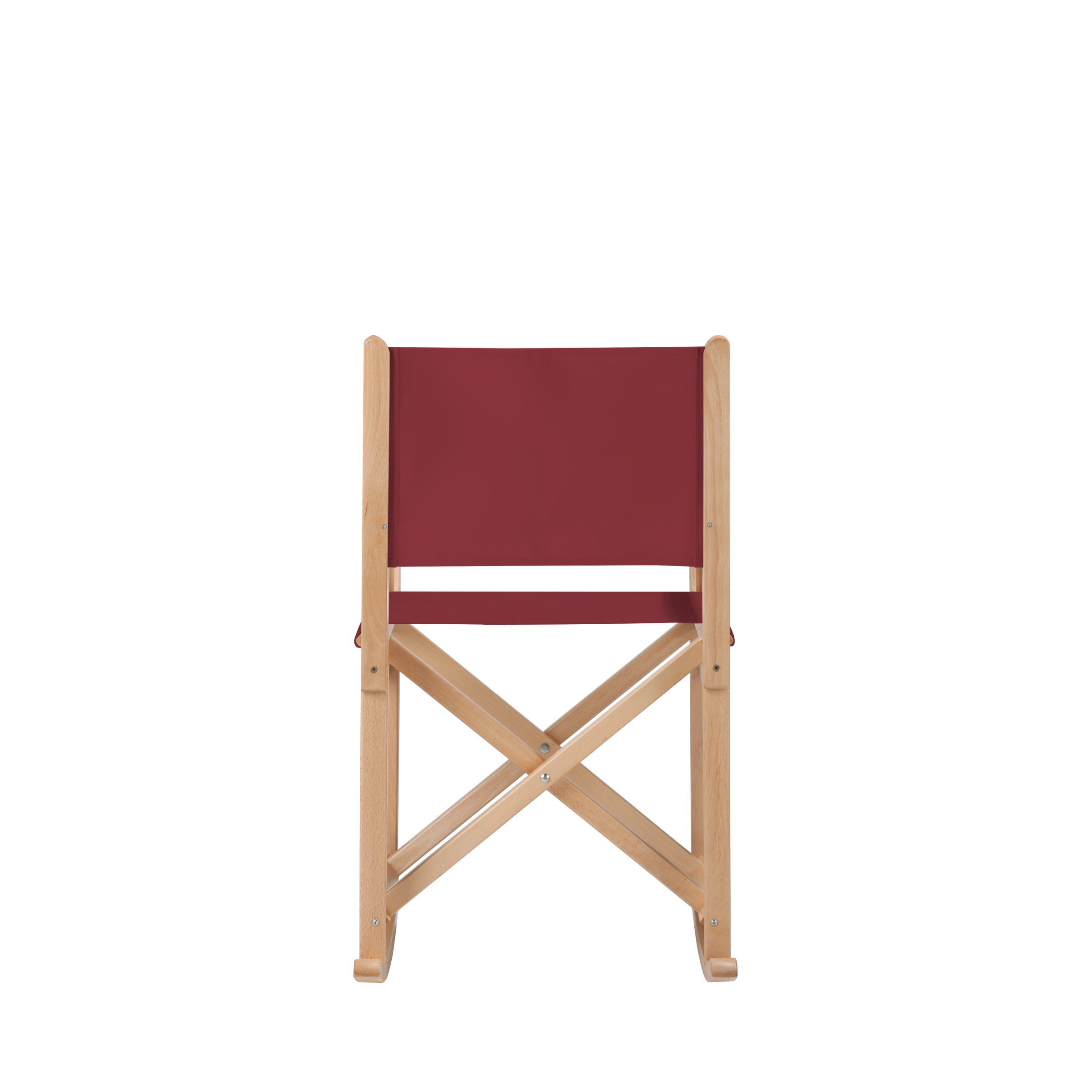 Schaukelstuhl Helmut aus naturfarbenem Buchenholz mit Bezug in bordeaux, Rückansicht
#Swing | Set (Farbe)_bordeaux