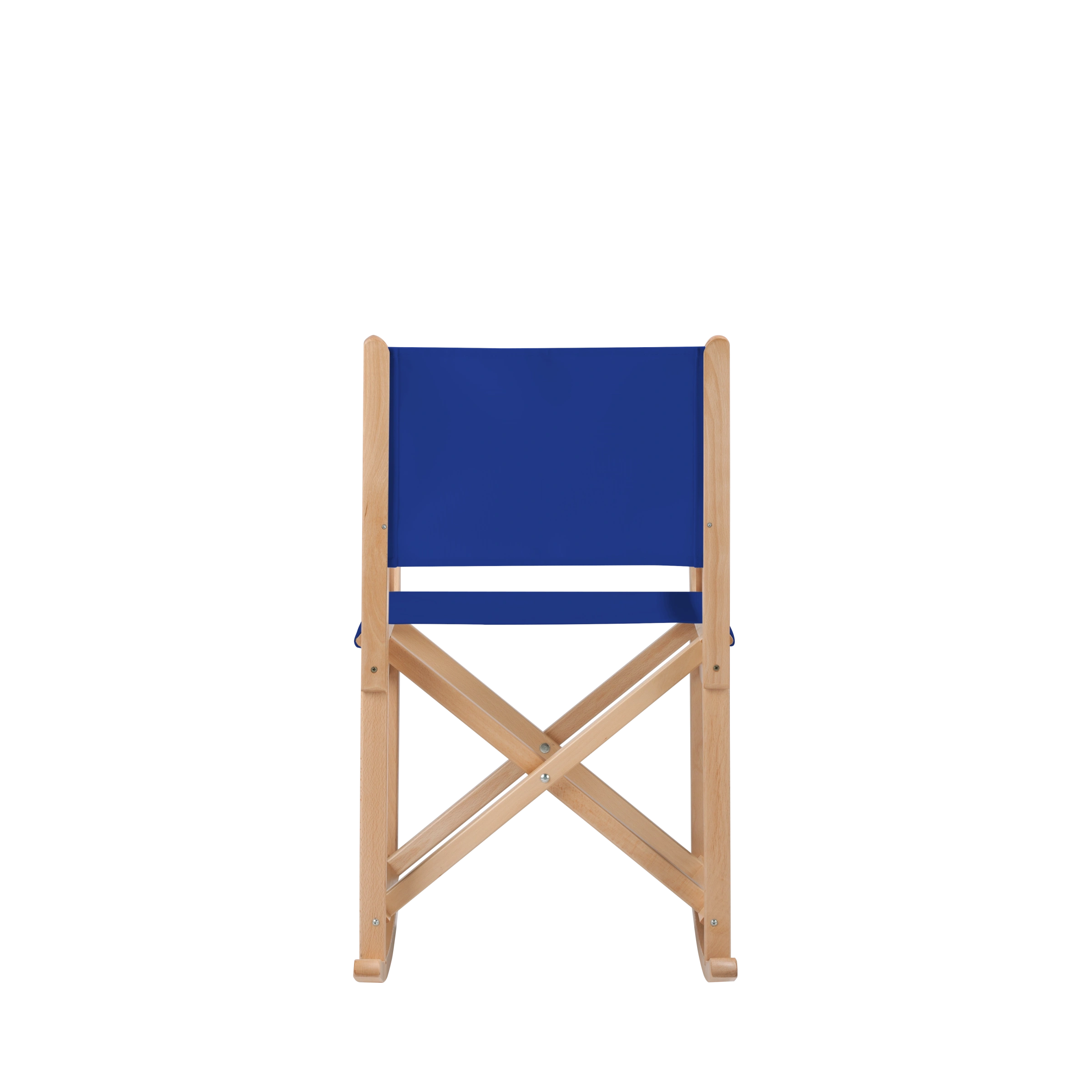 Schaukelstuhl Helmut aus naturfarbenem Buchenholz mit dunkelblauem Bezug, Rückansicht
#Swing | Set (Farbe)_dunkelblau