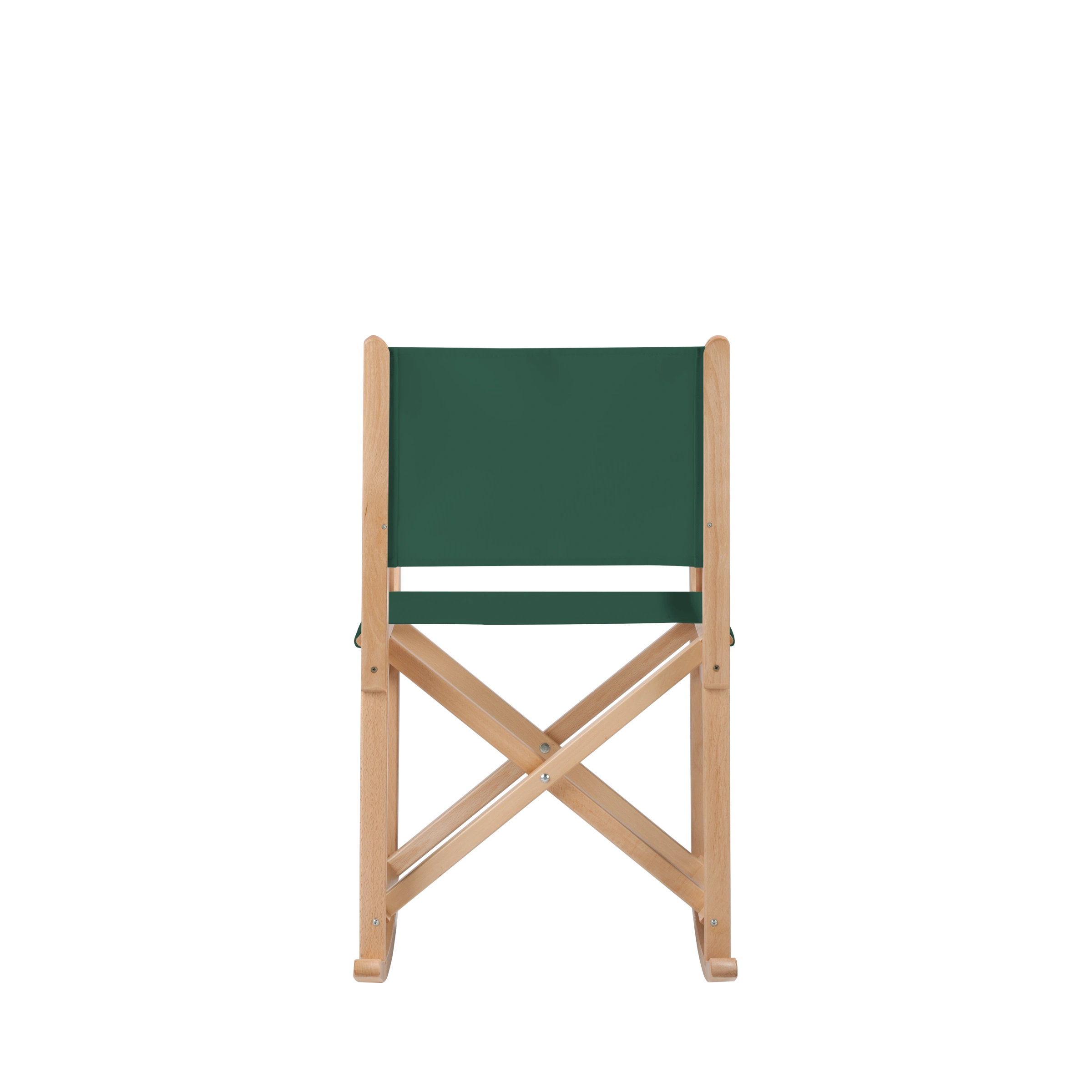 Schaukelstuhl Helmut aus naturfarbenem Buchenholz mit dunkelgrünem Bezug, Rückansicht
#Swing | Set (Farbe)_dunkelgrün