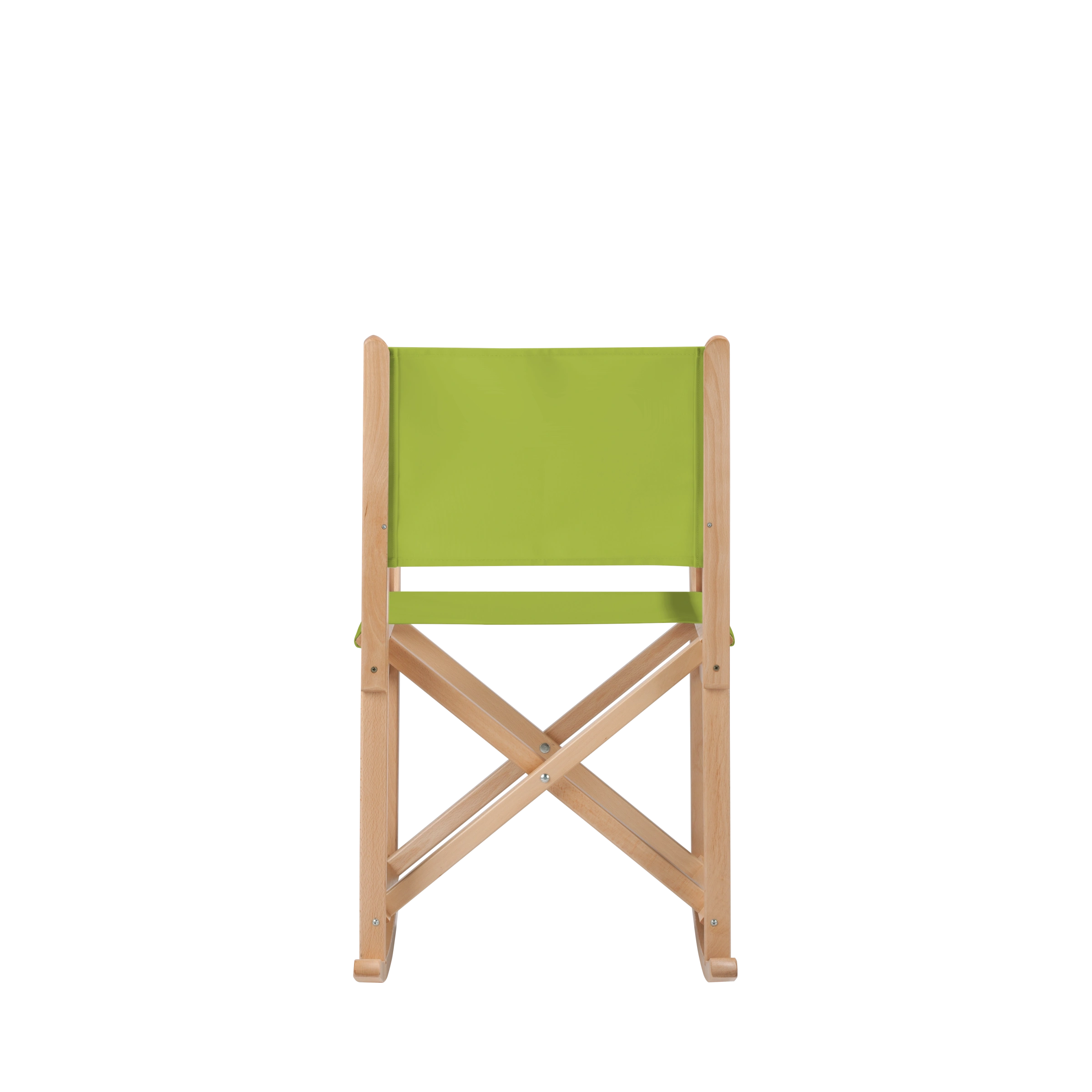 Schaukelstuhl Helmut aus naturfarbenem Buchenholz mit hellgrünem Bezug, Rückansicht
#Swing | Set (Farbe)_hellgrün