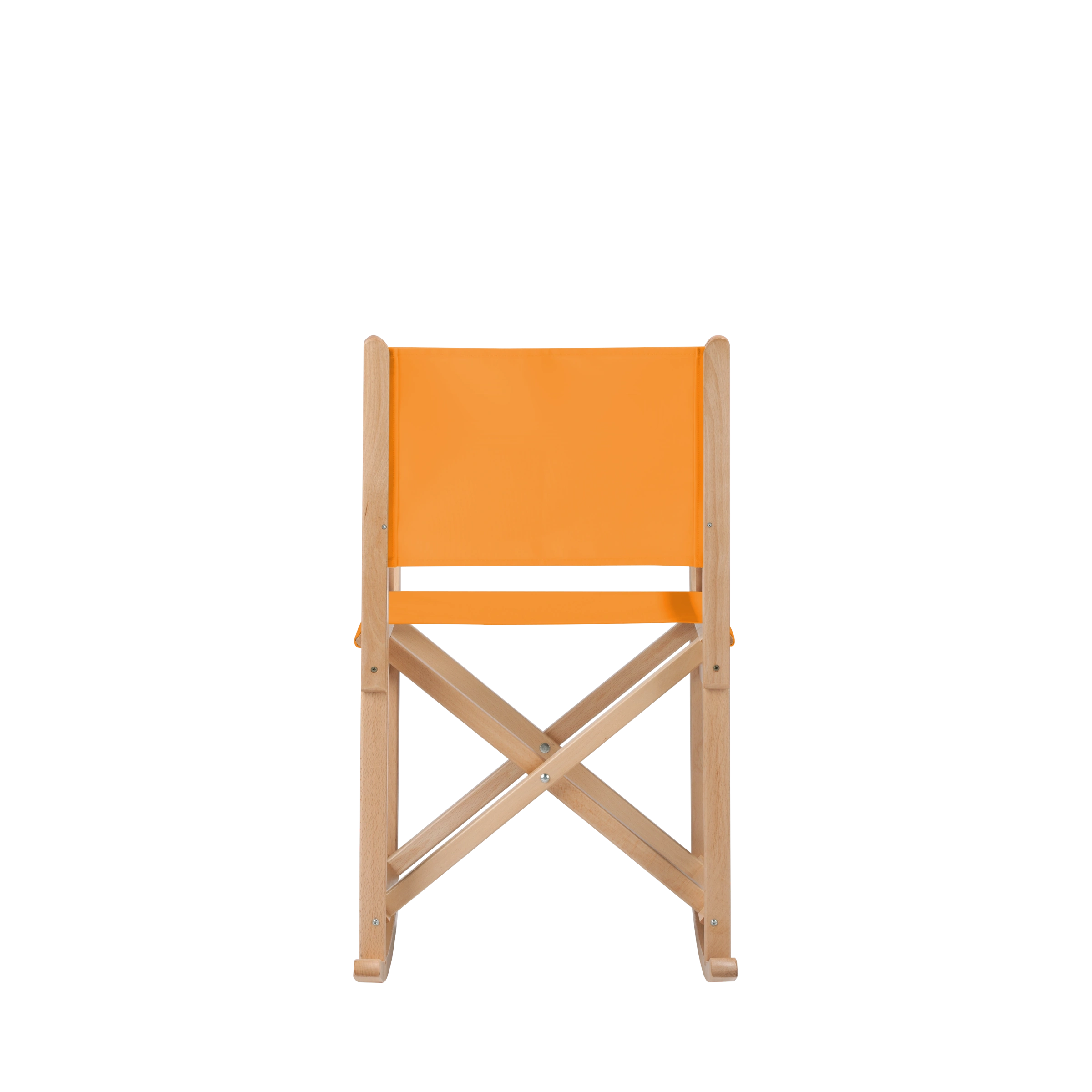 Schaukelstuhl Helmut aus naturfarbenem Buchenholz mit Bezug in mandarine, Rückansicht
#Swing | Set (Farbe)_mandarine