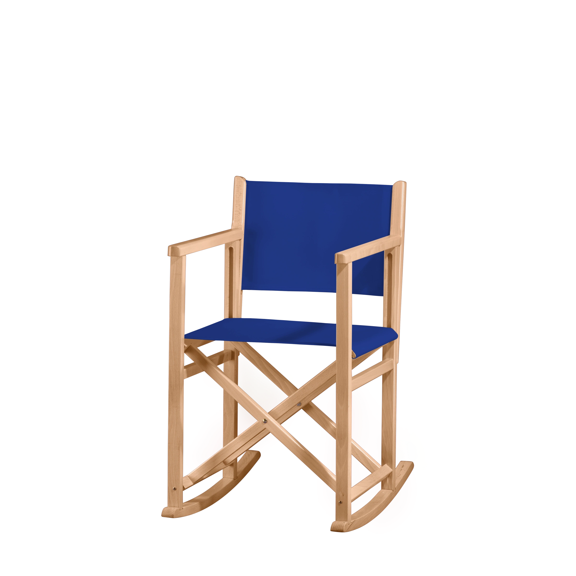 Schaukelstuhl Helmut aus naturfarbenem Buchenholz mit dunkelblauem Bezug, Seitenansicht
#Swing | Set (Farbe)_dunkelblau