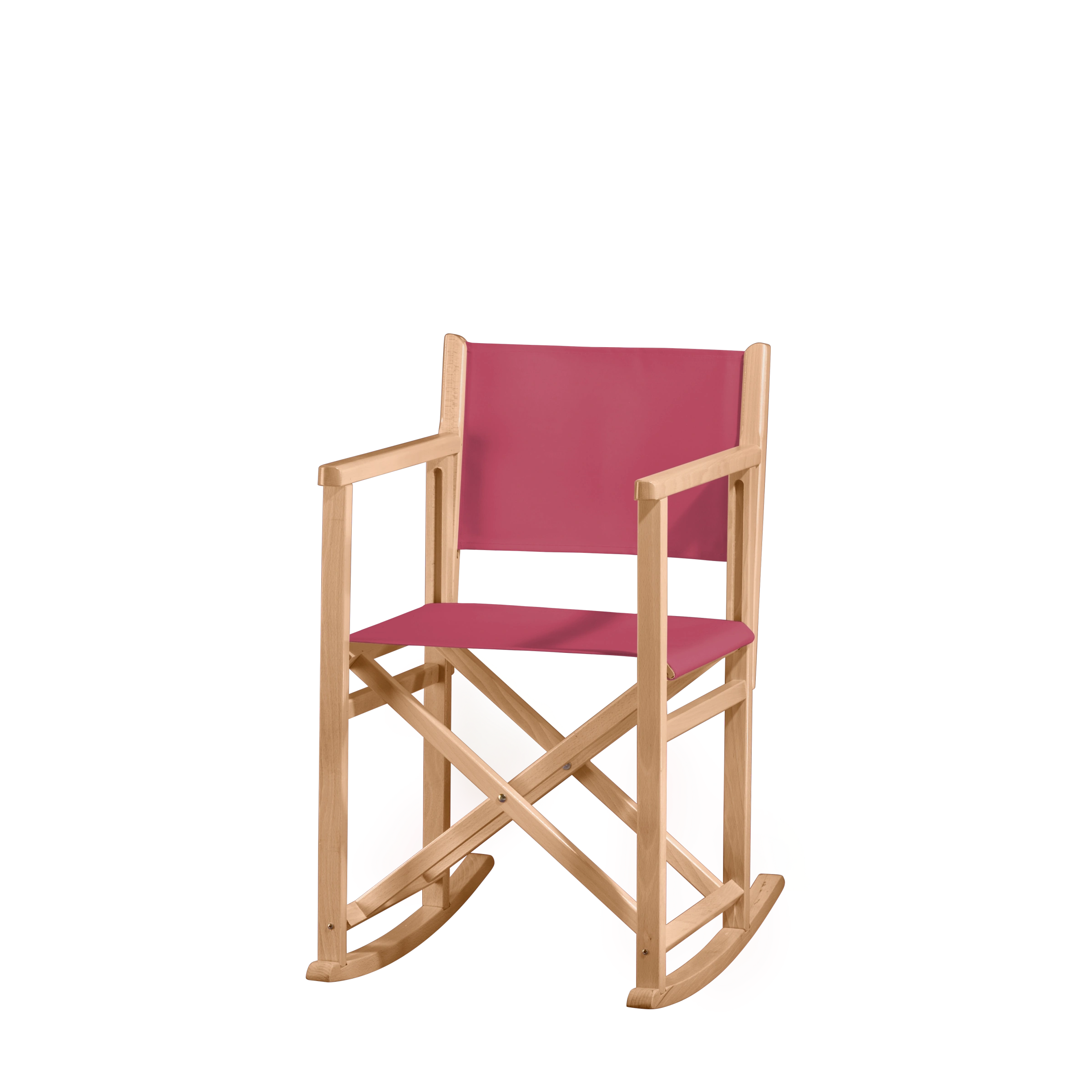 Schaukelstuhl Helmut aus naturfarbenem Buchenholz mit Bezug in fuchsia, Seitenansicht
#Swing | Set (Farbe)_fuchsia