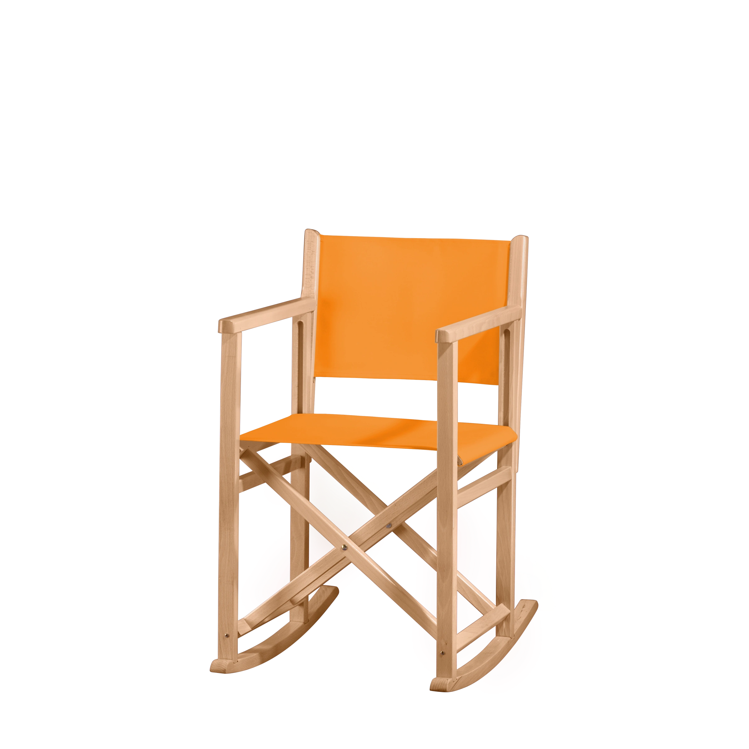 Schaukelstuhl Helmut aus naturfarbenem Buchenholz mit Bezug in mandarine, Seitenansicht
#Swing | Set (Farbe)_mandarine