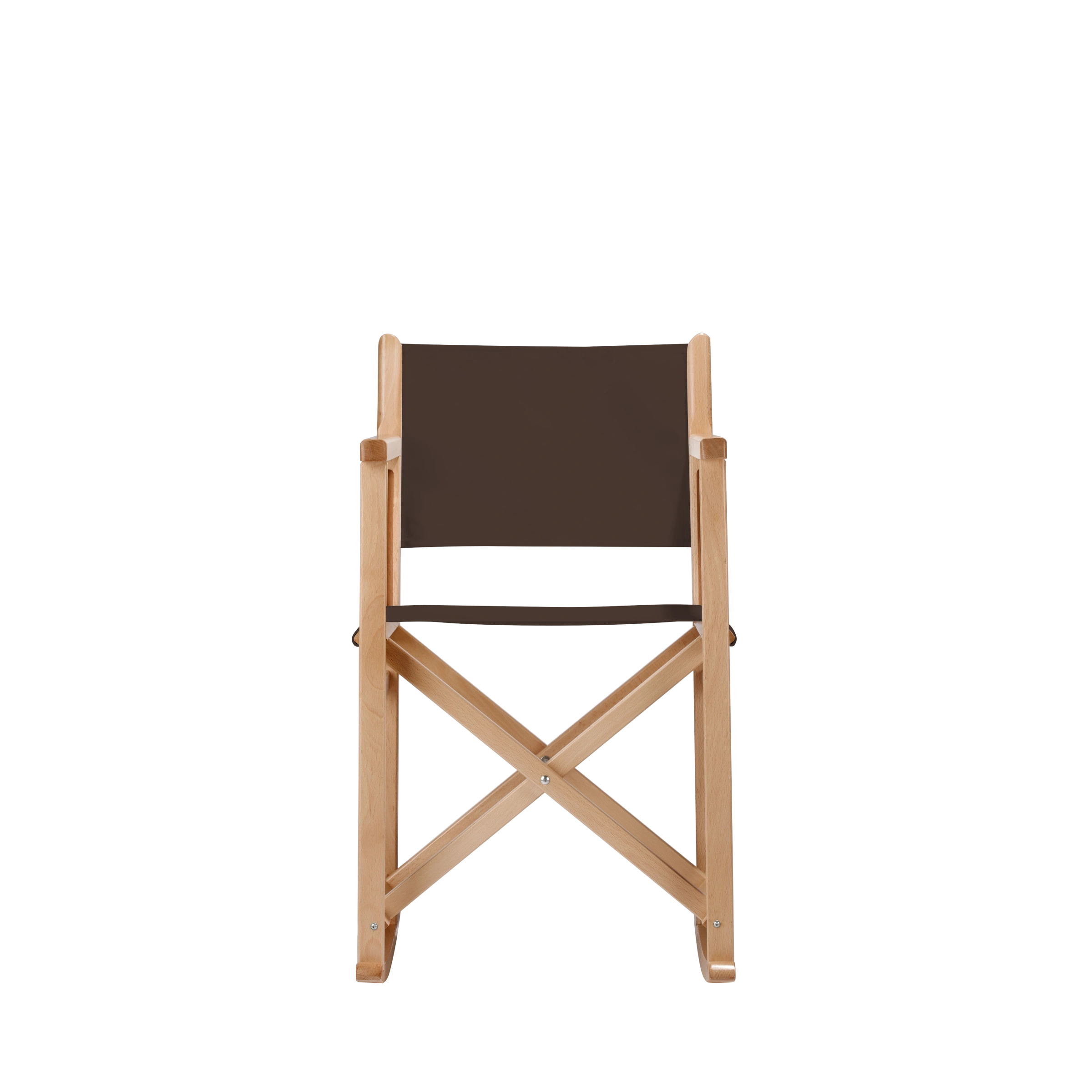 Schaukelstuhl Helmut aus naturfarbenem Buchenholz mit Bezug in caffé, Frontalansicht
#Swing | Set (Farbe)_caffé