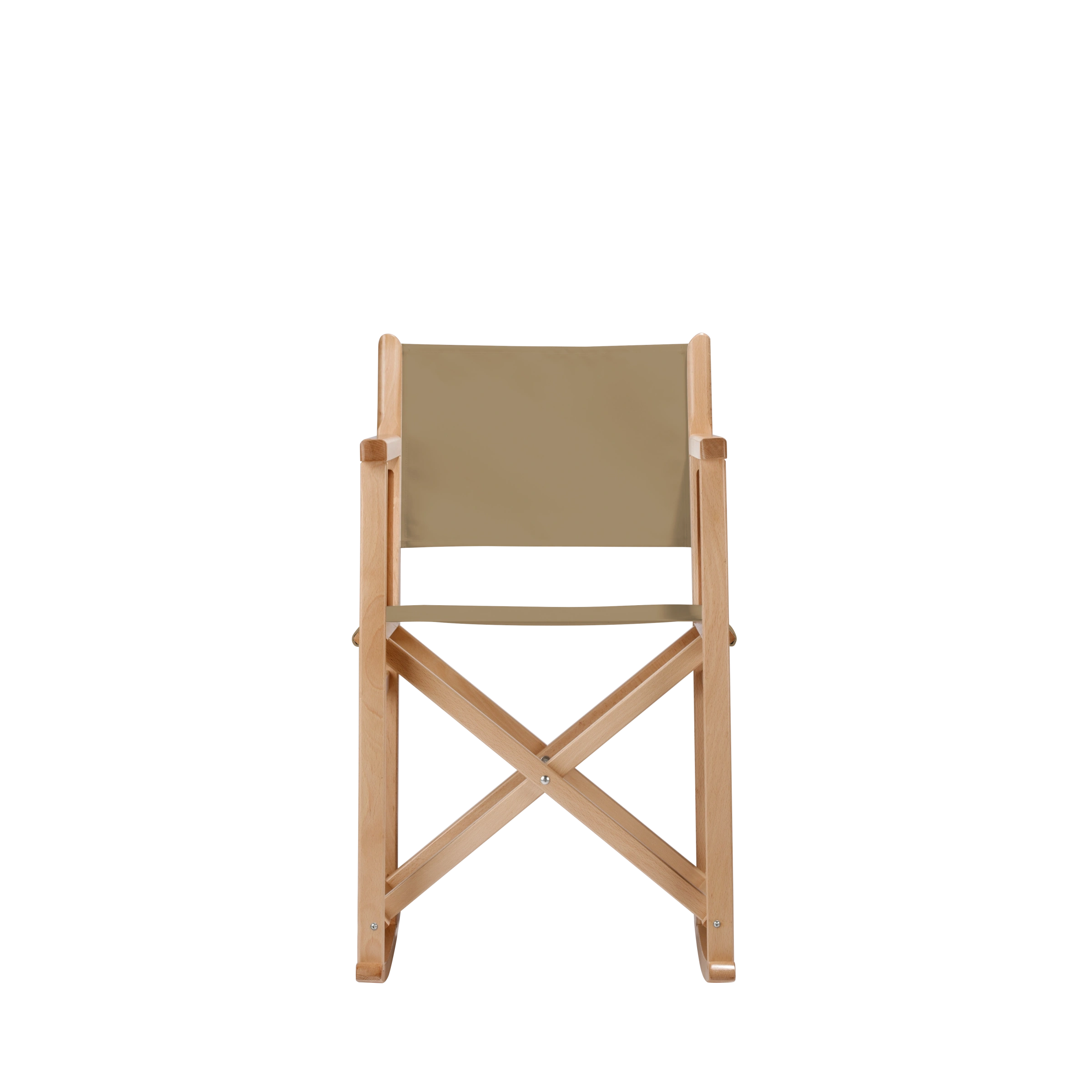 Schaukelstuhl Helmut aus naturfarbenem Buchenholz mit Bezug in grau-beige, Frontalansicht
#Swing | Set (Farbe)_grau-beige