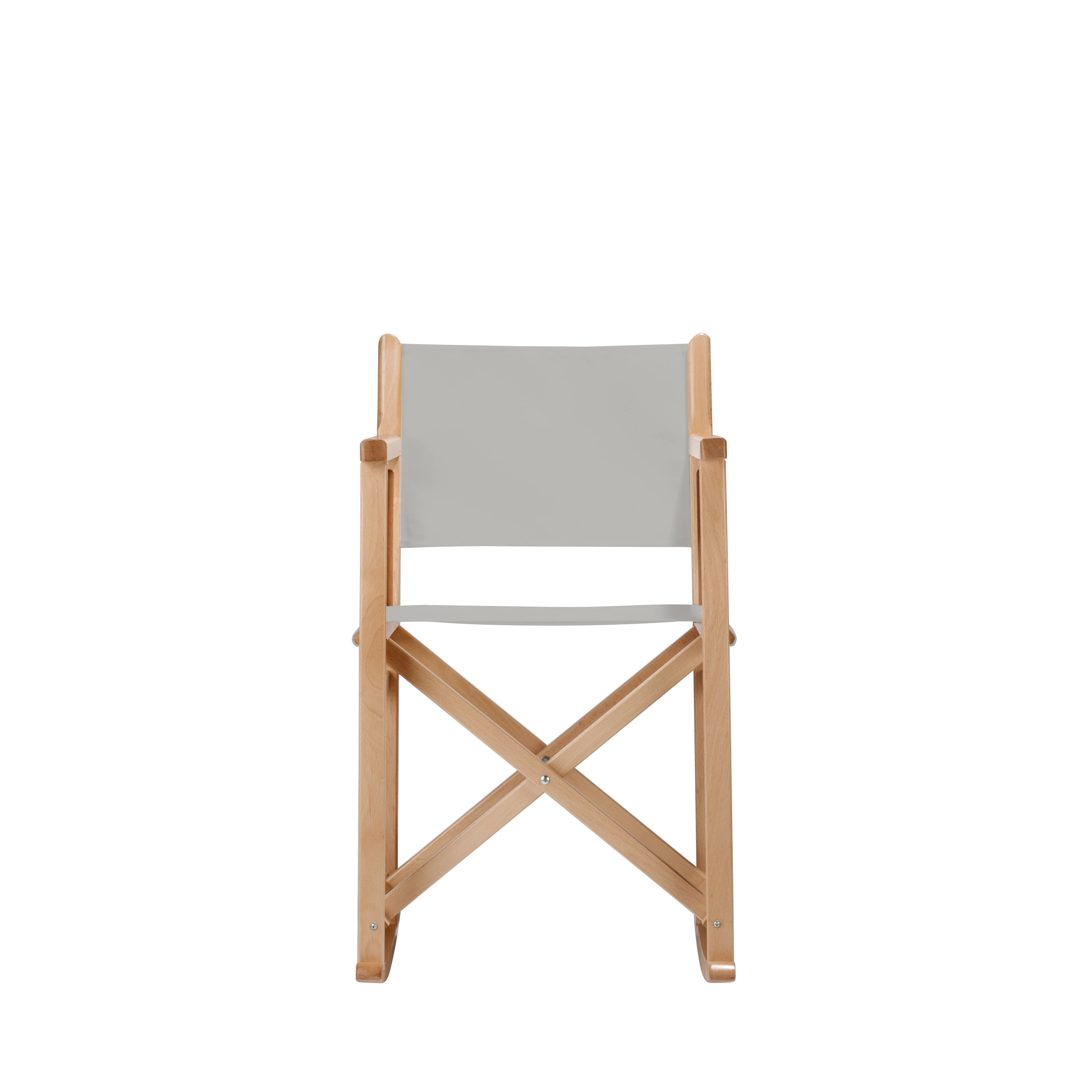 Schaukelstuhl Helmut aus naturfarbenem Buchenholz mit hellgrauem Bezug, Frontalansicht
#Swing | Set (Farbe)_hellgrau