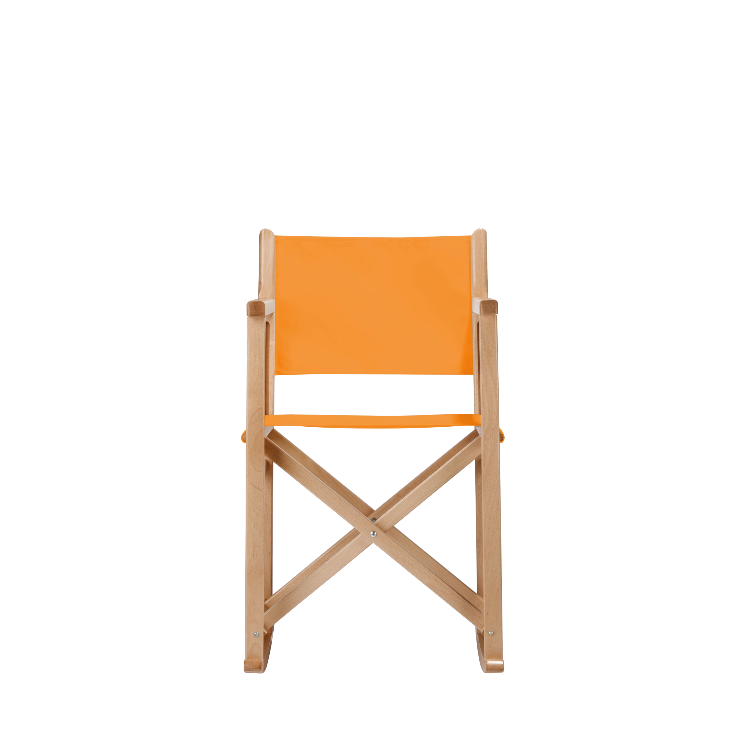 Schaukelstuhl Helmut aus naturfarbenem Buchenholz mit Bezug in mandarine, Frontalansicht
#Swing | Set (Farbe)_mandarine