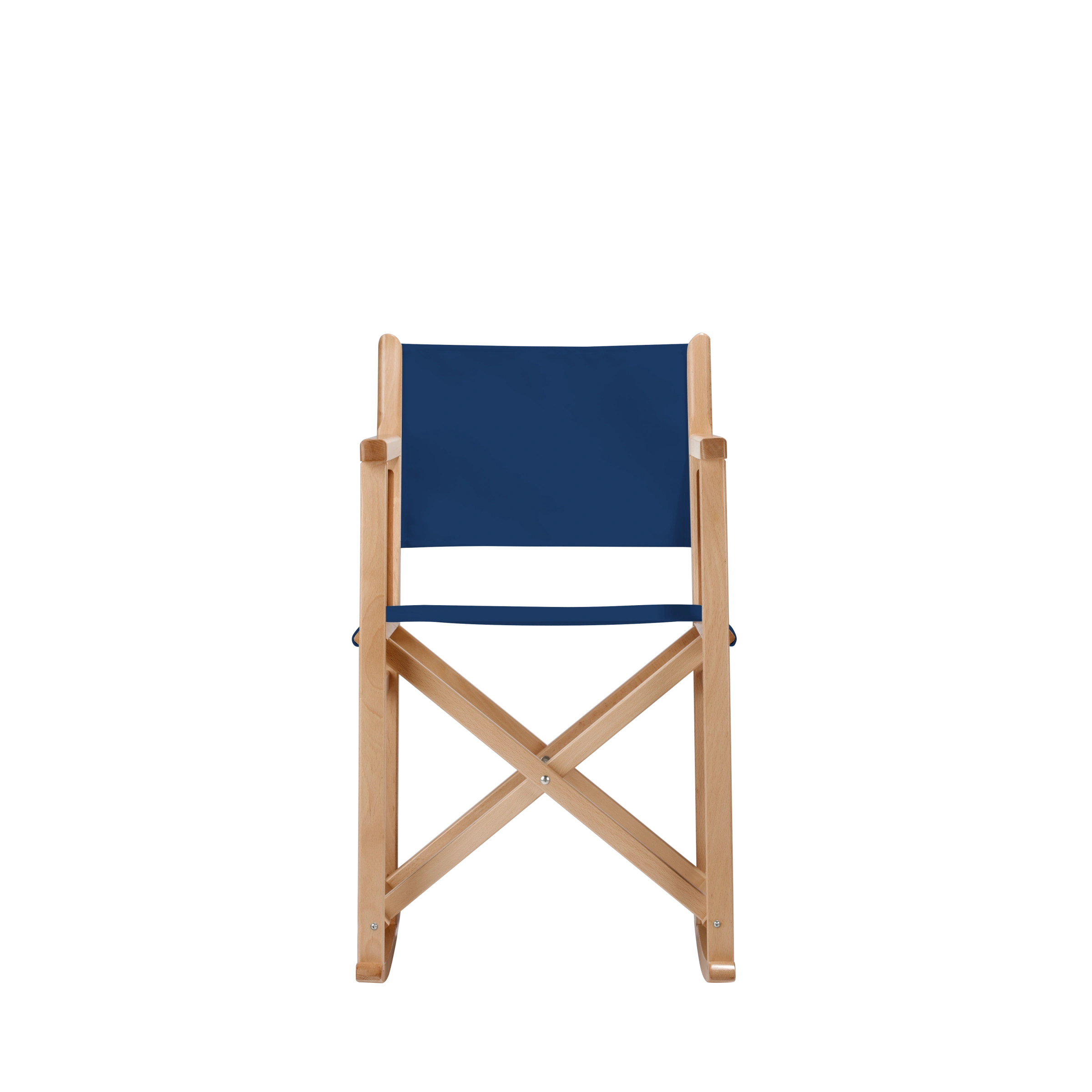 Schaukelstuhl Helmut aus naturfarbenem Buchenholz mit Bezug in marine, Frontalansicht
#Swing | Set (Farbe)_marine