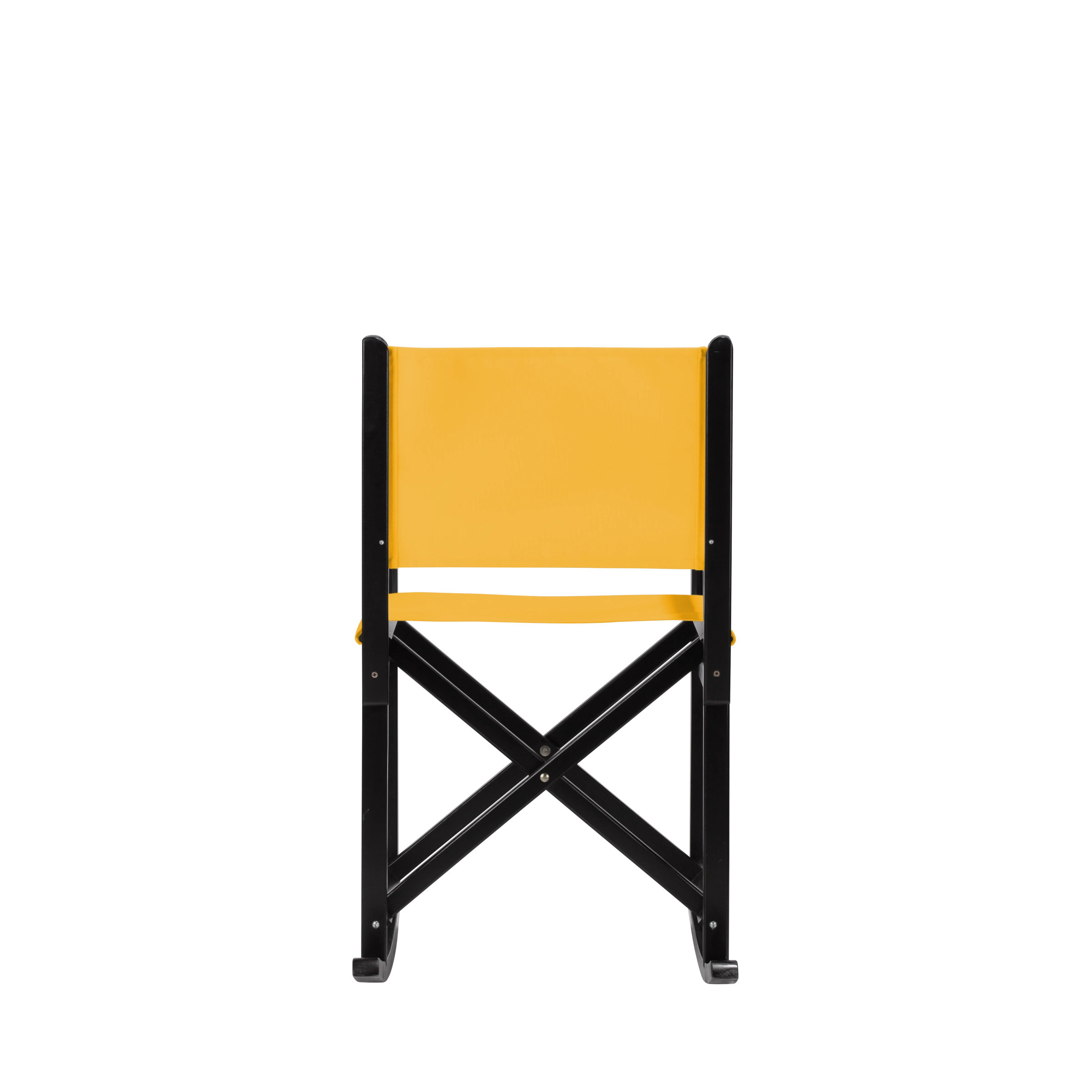 Schaukelstuhl Helmut aus schwarzem Buchenholz mit gelbem Bezug, Rückansicht
#Swing | Set (Farbe)_gelb