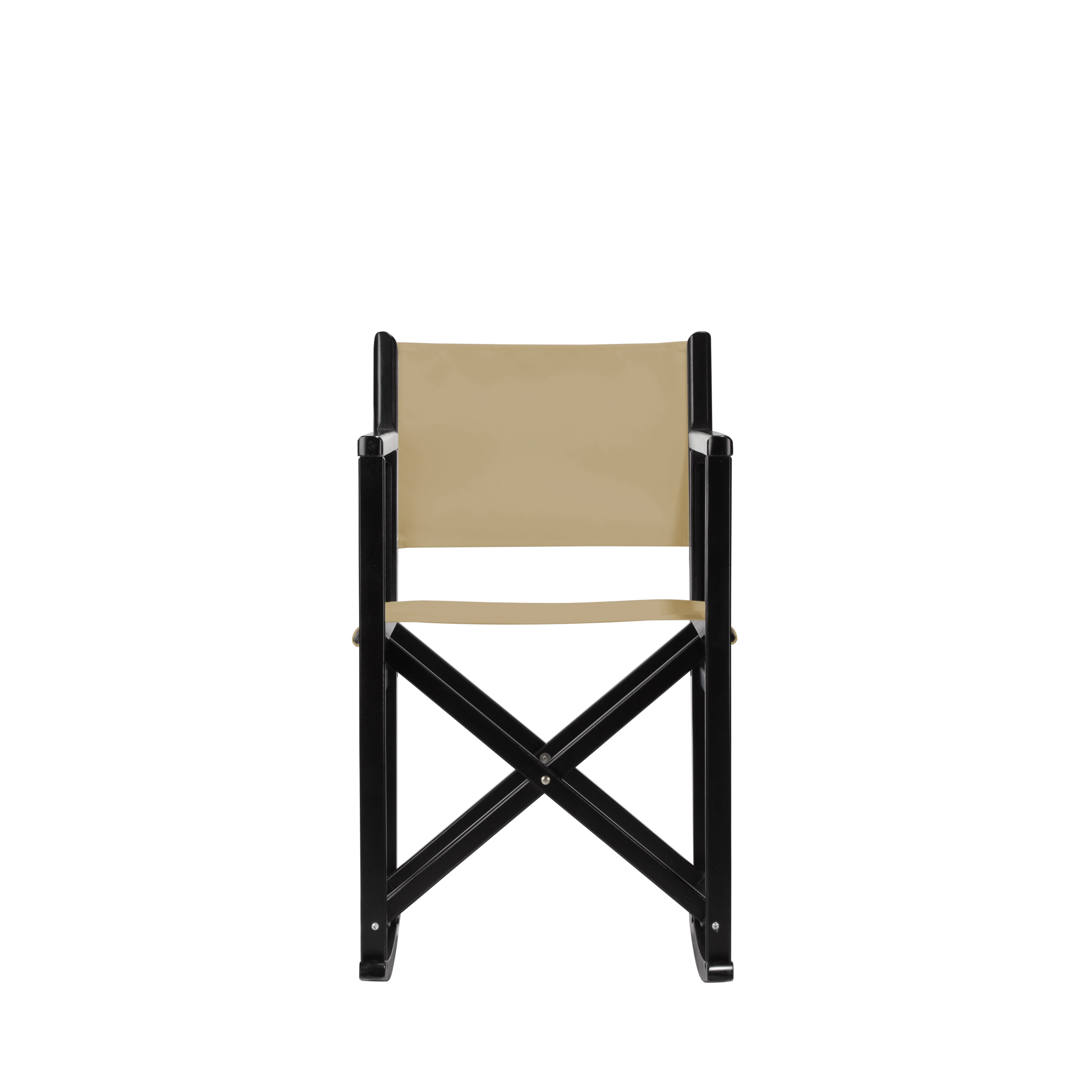 Schaukelstuhl Helmut aus schwarzem Buchenholz mit Bezug in beige, Frontalansicht
#Swing | Set (Farbe)_beige