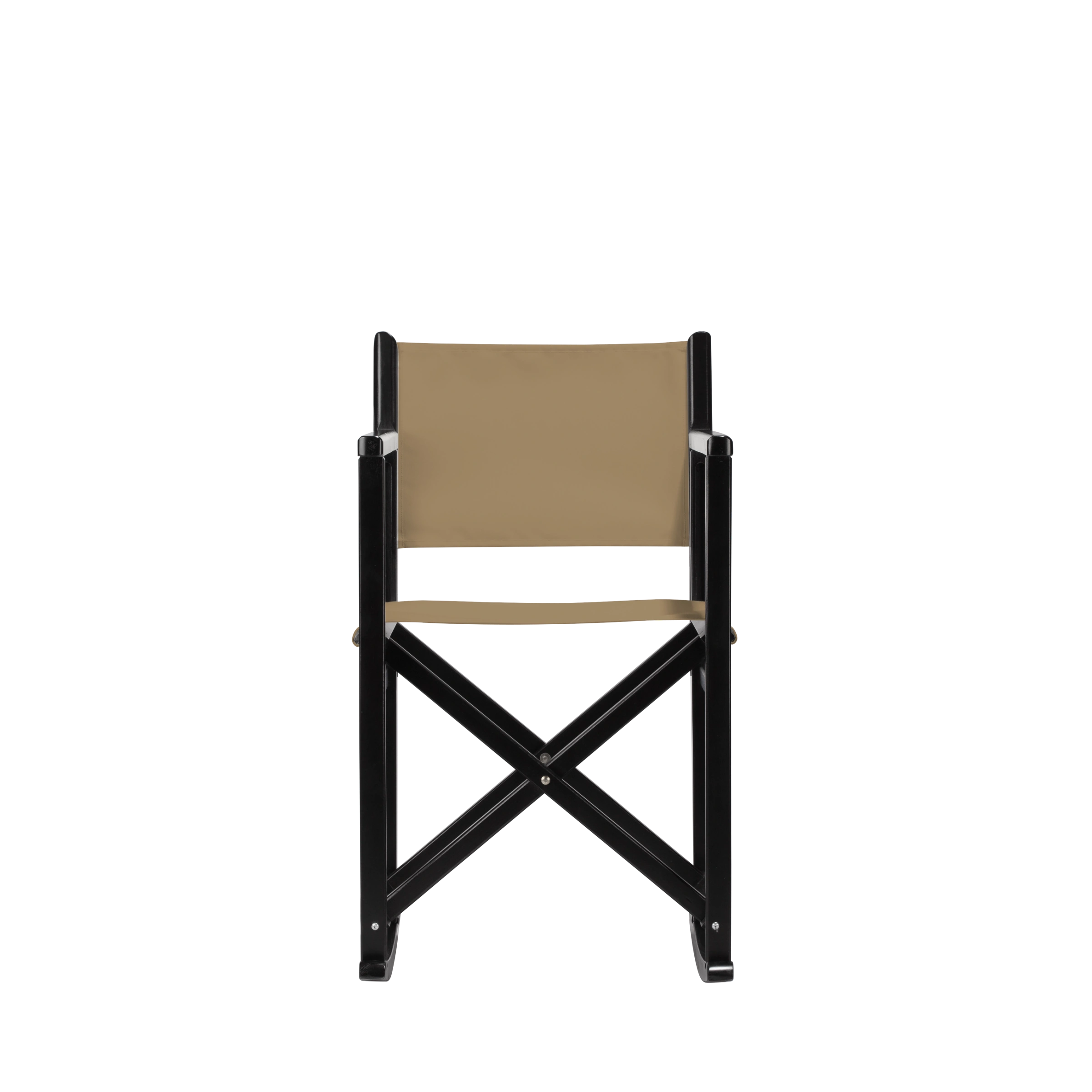 Schaukelstuhl Helmut aus schwarzem Buchenholz mit Bezug in grau-beige, Frontalansicht
#Swing | Set (Farbe)_grau-beige