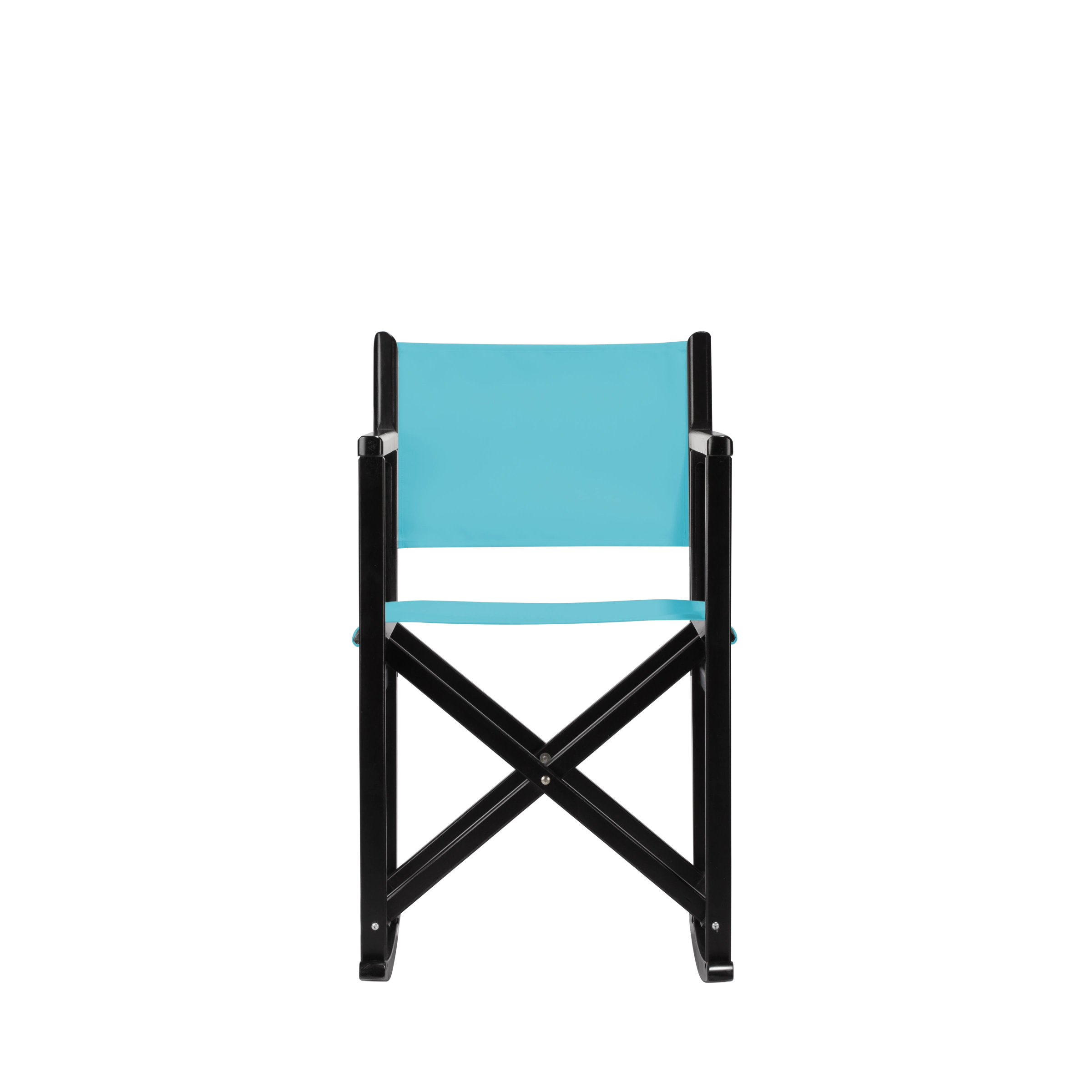 Schaukelstuhl Helmut aus schwarzem Buchenholz mit hellblauem Bezug, Frontalansicht
#Swing | Set (Farbe)_hellblau