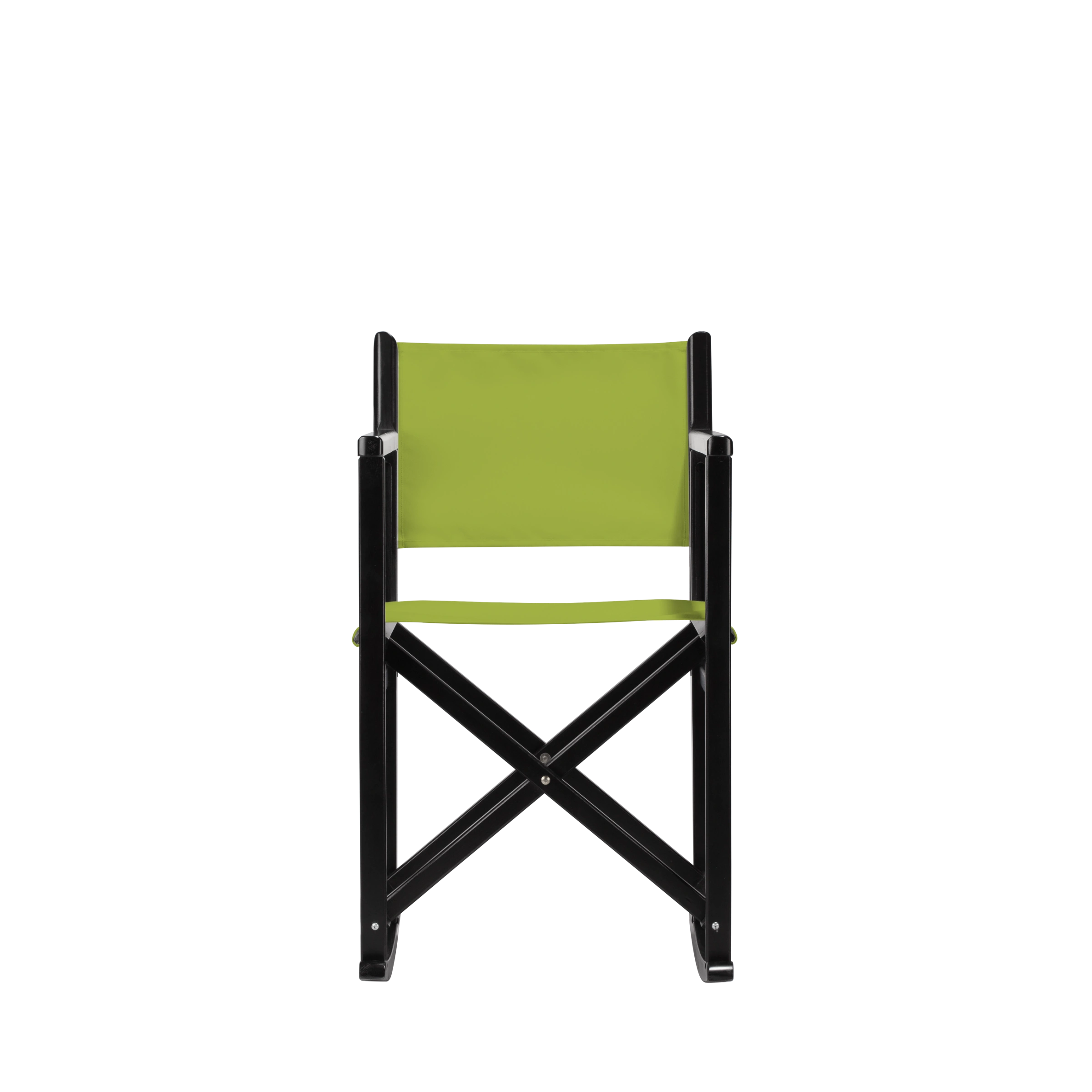 Schaukelstuhl Helmut aus schwarzem Buchenholz mit hellgrünem Bezug, Frontalansicht
#Swing | Set (Farbe)_hellgrün